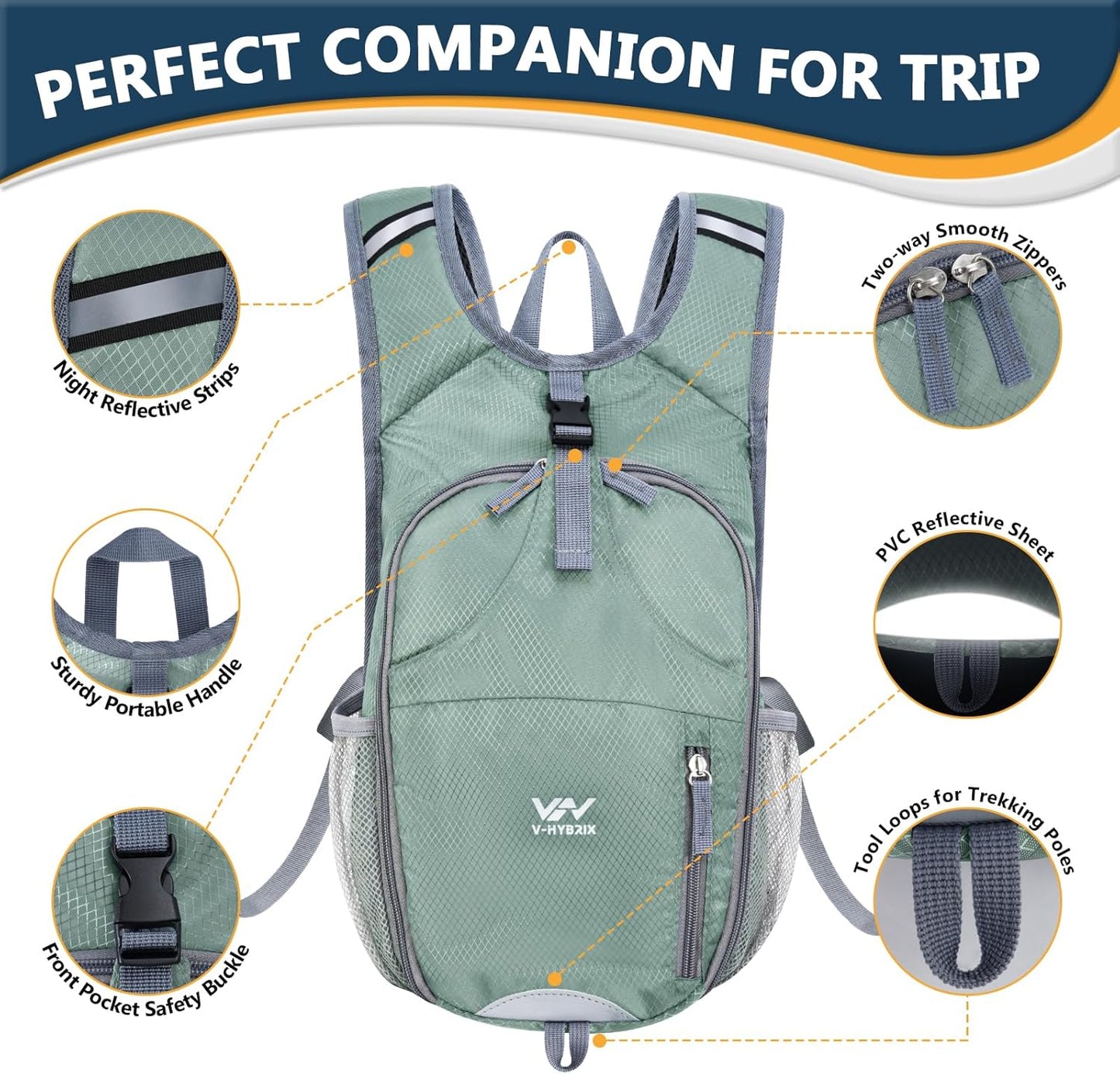 15L Foldable Hiking Backpack,Lightweight Packable Waterproof Machine Washable Daypack with Chest Strap,Small Folding Pack for Travel/Walking for Men&Women-0.52LB Grey