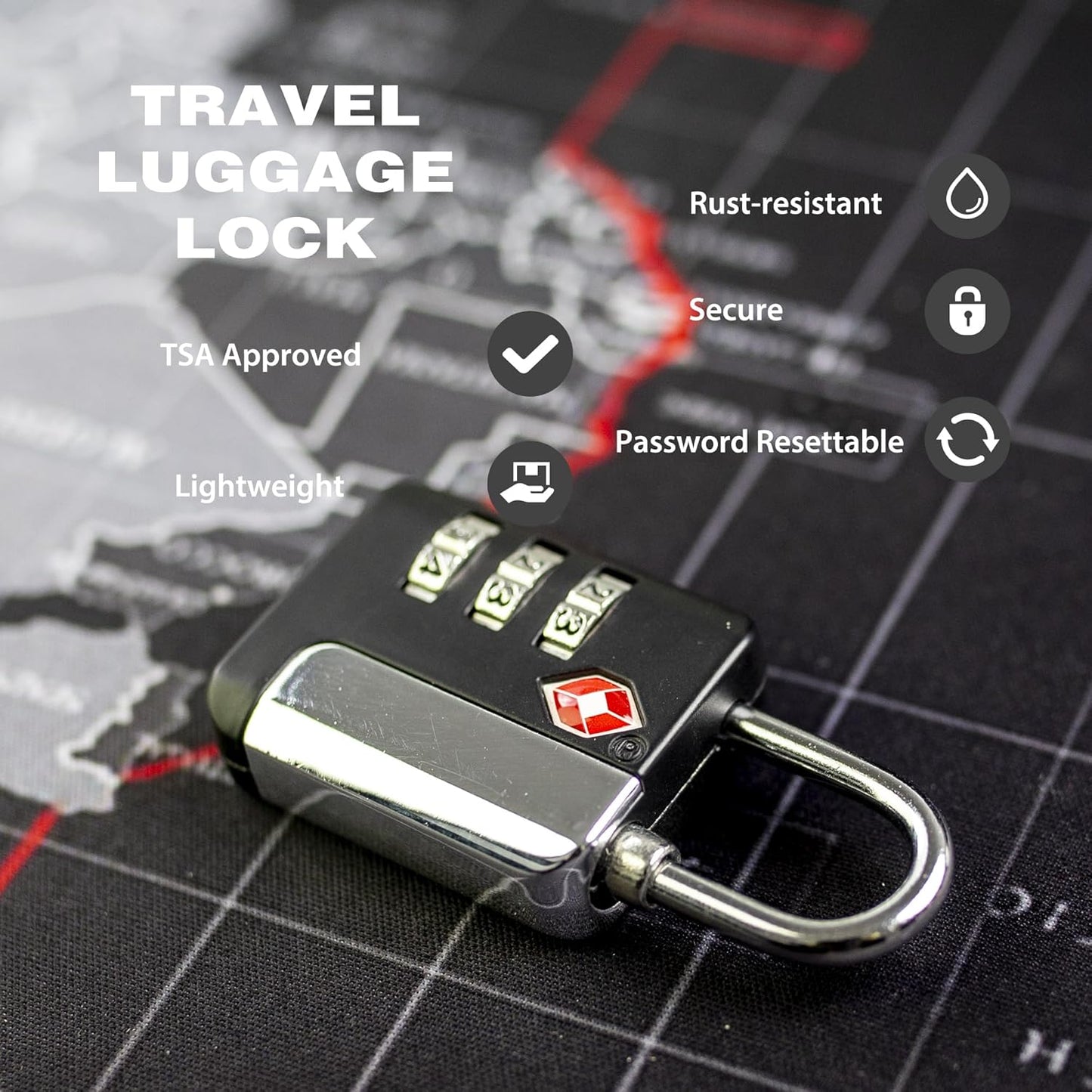 TSA Locks for Luggage, Small Combination Lock for Locker, 3 Digit Padlock Combination, TSA Approved Combo Padlocks for Gym Locker, Travel Suitcase, Gun Case, Storage Box, Backpack Zipper