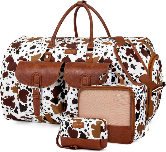 Garment Duffel Bag for Travel - Convertible Carry on Garment Duffel Travel Bag for Women Men Large Weekender Bag with Shoes Pouch 2 in 1 Hanging Suit Travel Duffel Bag 3pcs Set