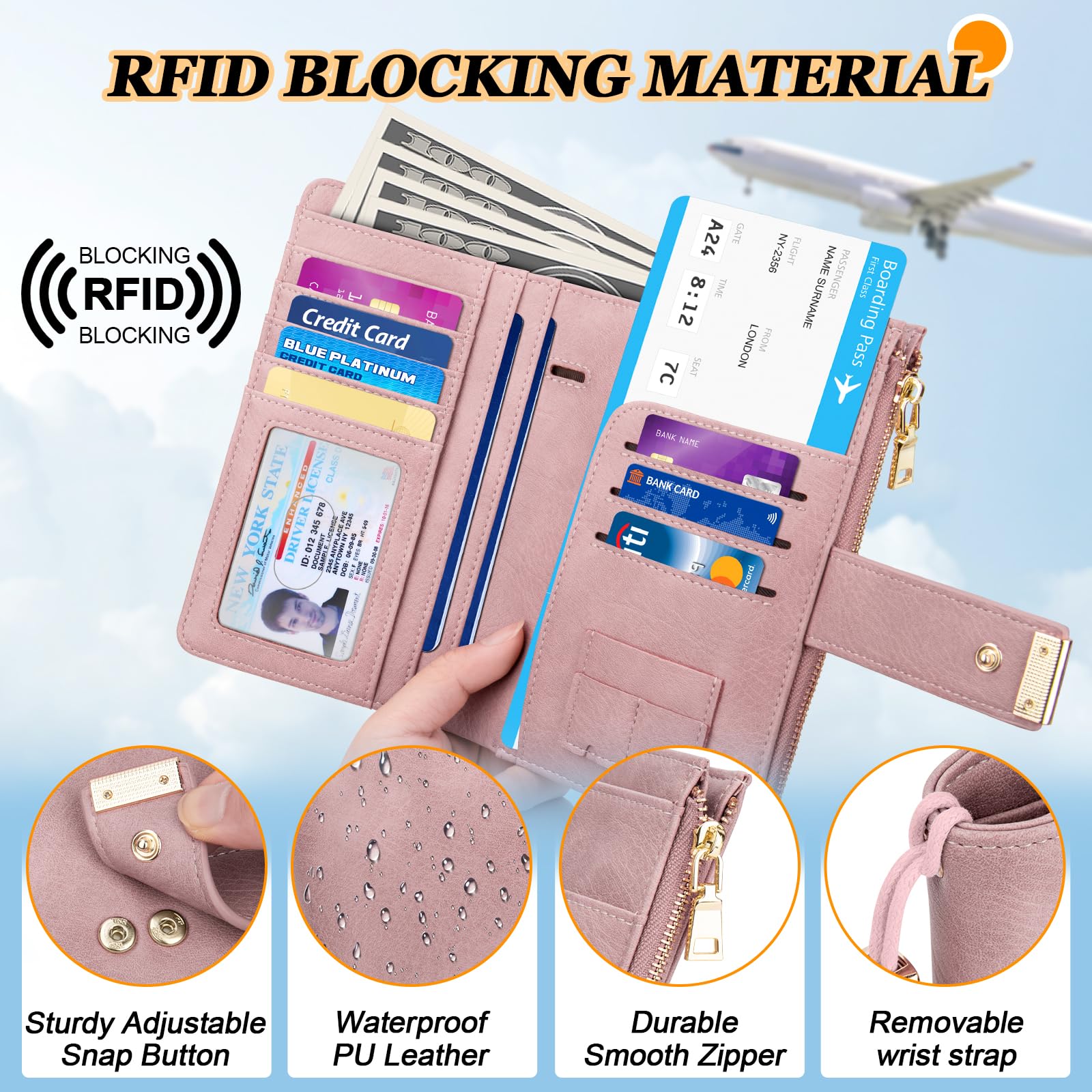 HUANLANG Passport Holder with Airtag for Women/Men, Airtag Passport Wallet for Travel Leather