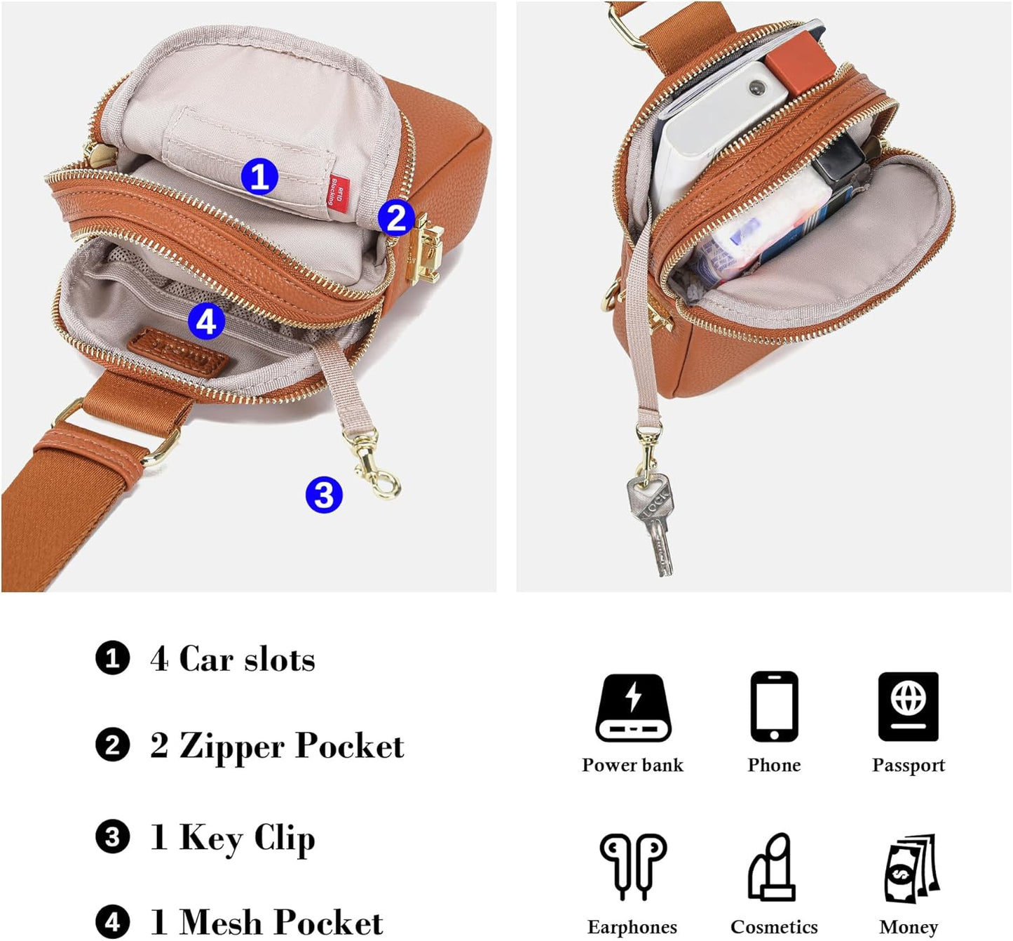 INICAT Travel Small Sling Bag Faux Leather Crossbody Bags Women Cross Body Bag Purses for Woman