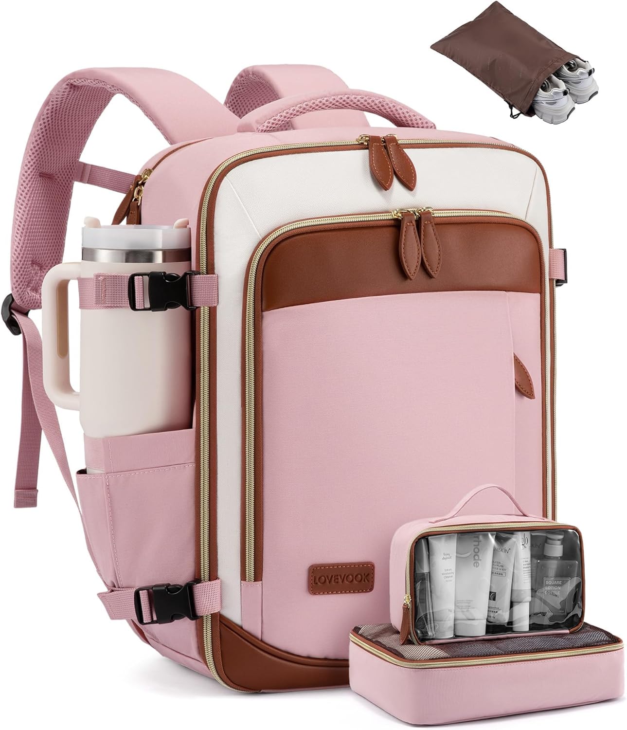LOVEVOOK 40L Travel Backpack Carry On Airline Approved, Large Backpack with 3 Packing Cubes, TSA
