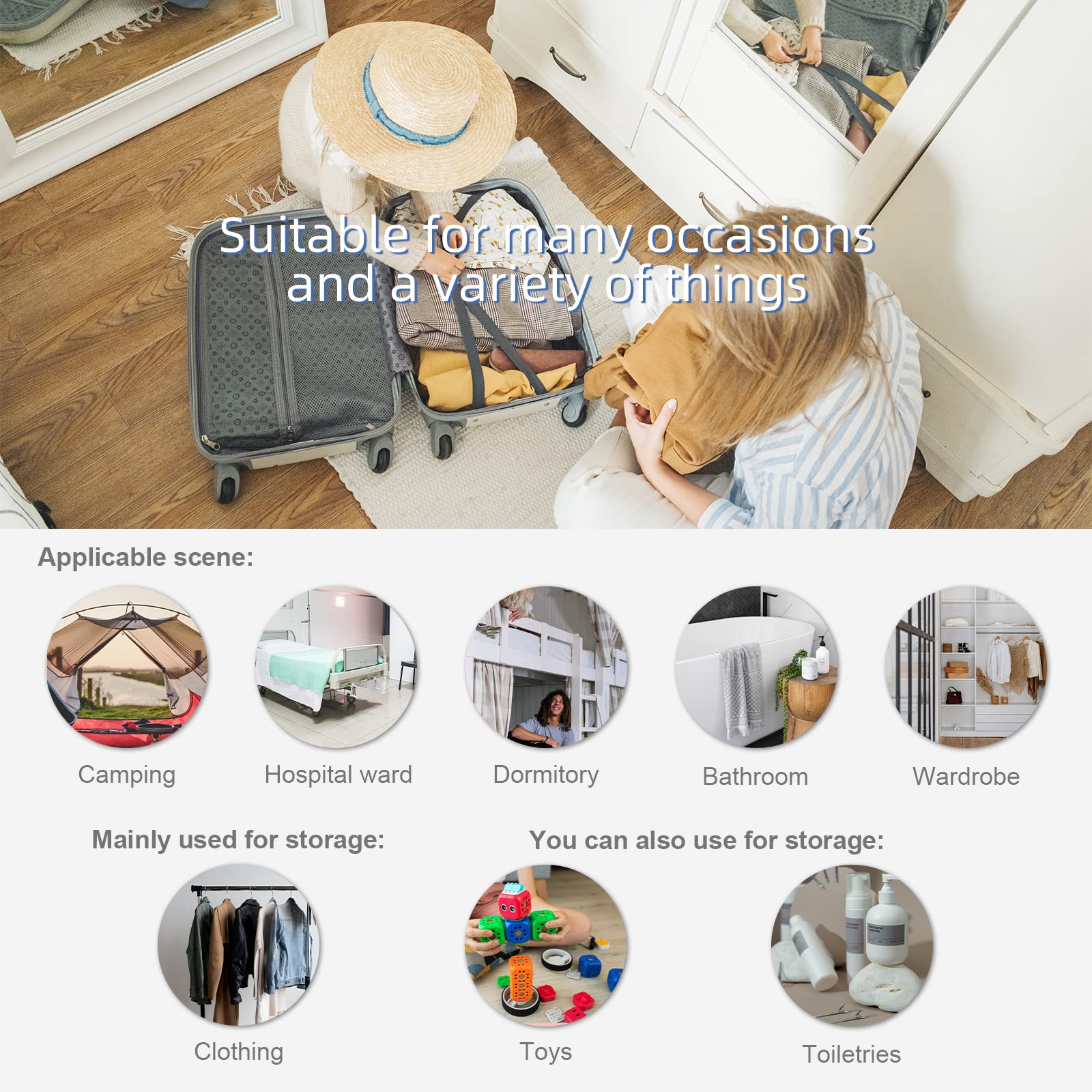 TABITORA Hanging Travel Shelves Bag Luggage Packing Cube Organizer Suitcase Storage Foldable with 2