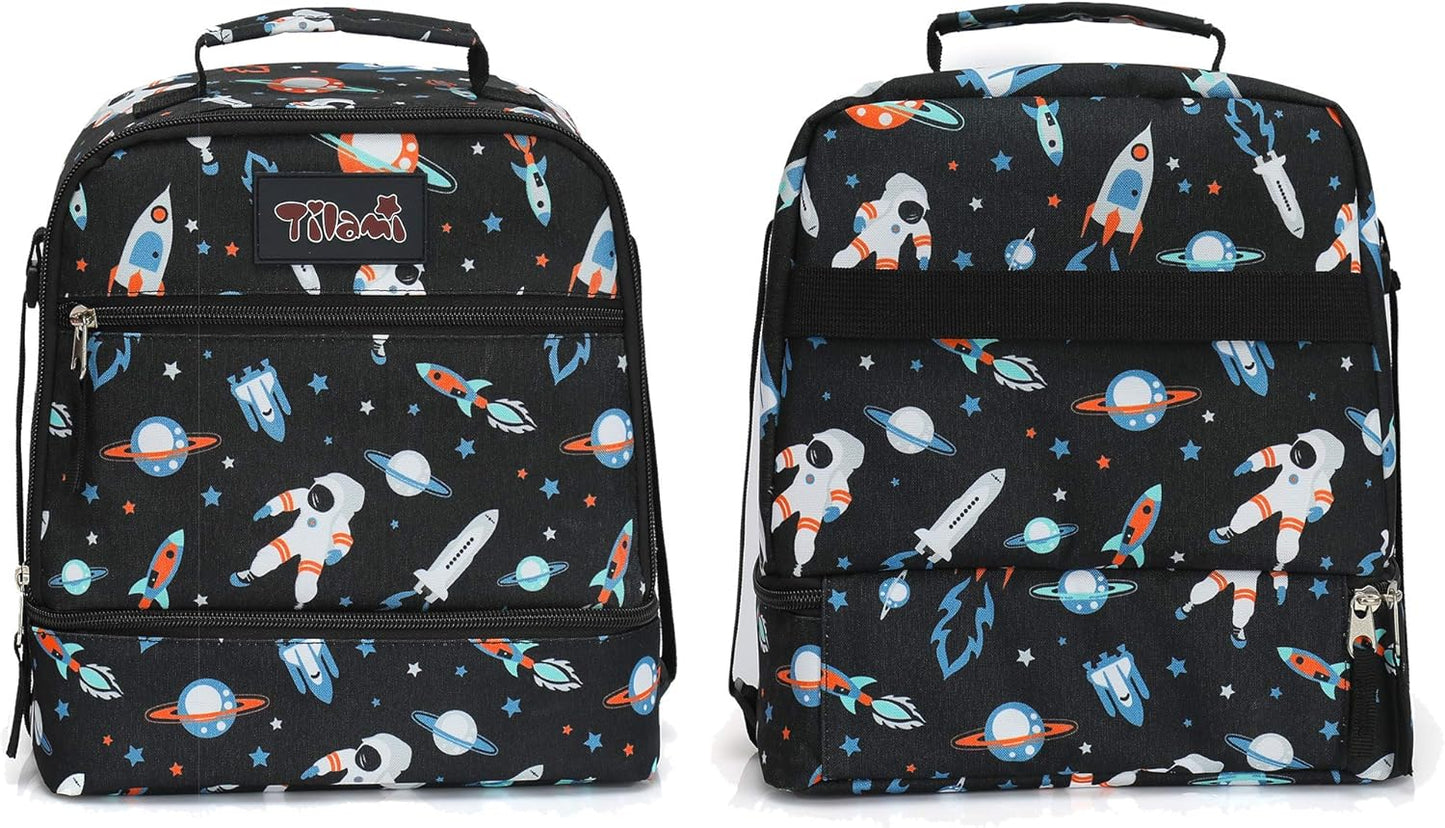Tilami Rolling Backpack 19 inch with Lunch Bag Wheeled Laptop Backpack, Astronaut
