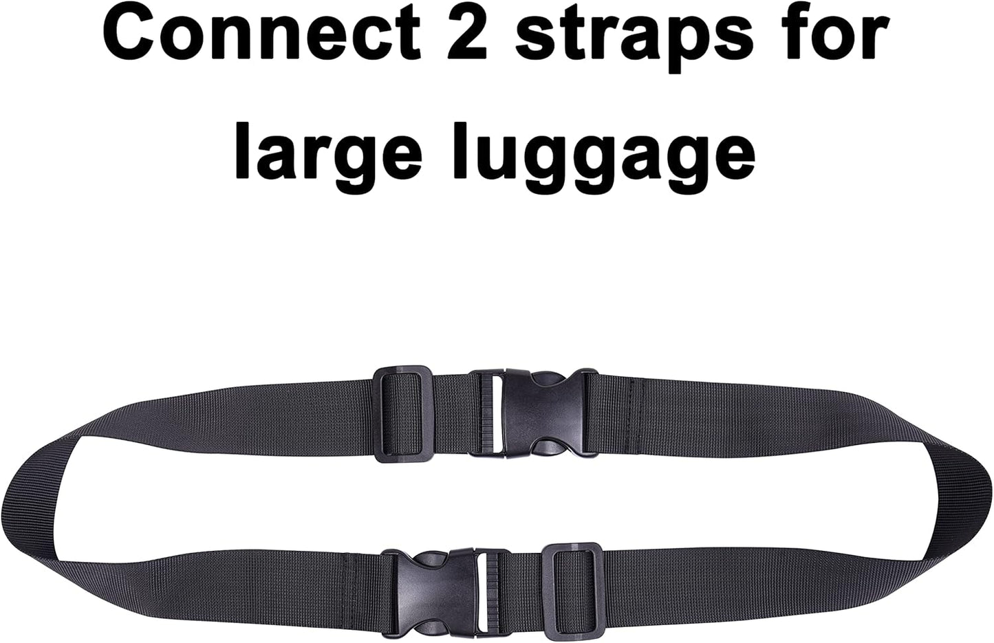 Wisdompro 2 Pcs Add a Bag Luggage Strap, Heavy Duty Adjustable Suitcase Belt Travel Attachment Travel Accessories for Connecting Your Luggage Together - Black