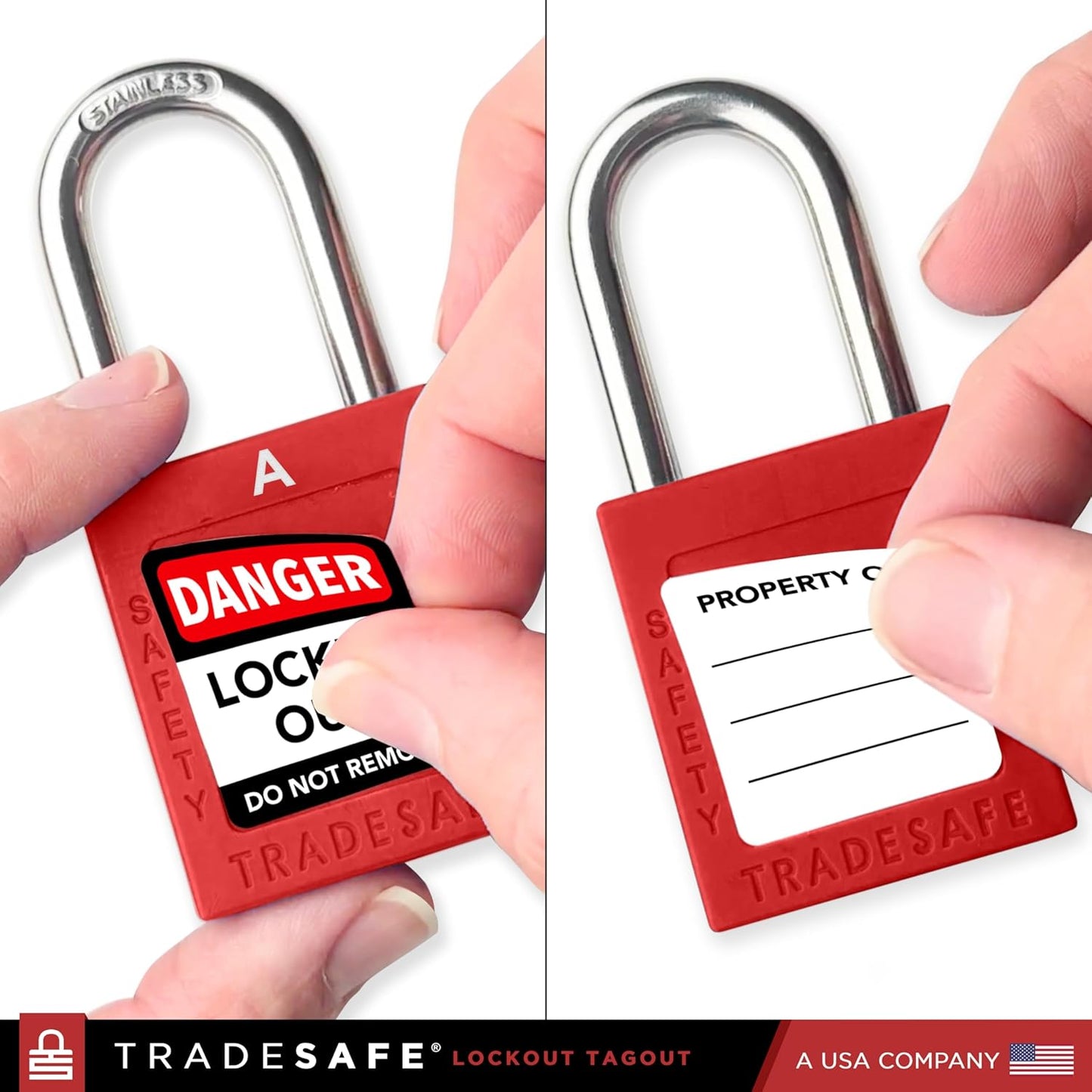 TRADESAFE Lockout Tagout Locks Set, 10 Red Keyed Alike Unlimited Grouping Safety Padlocks, 2 Keys Per Lock, OSHA Compliant Loto Locks for Lock Out Tag Out Kits