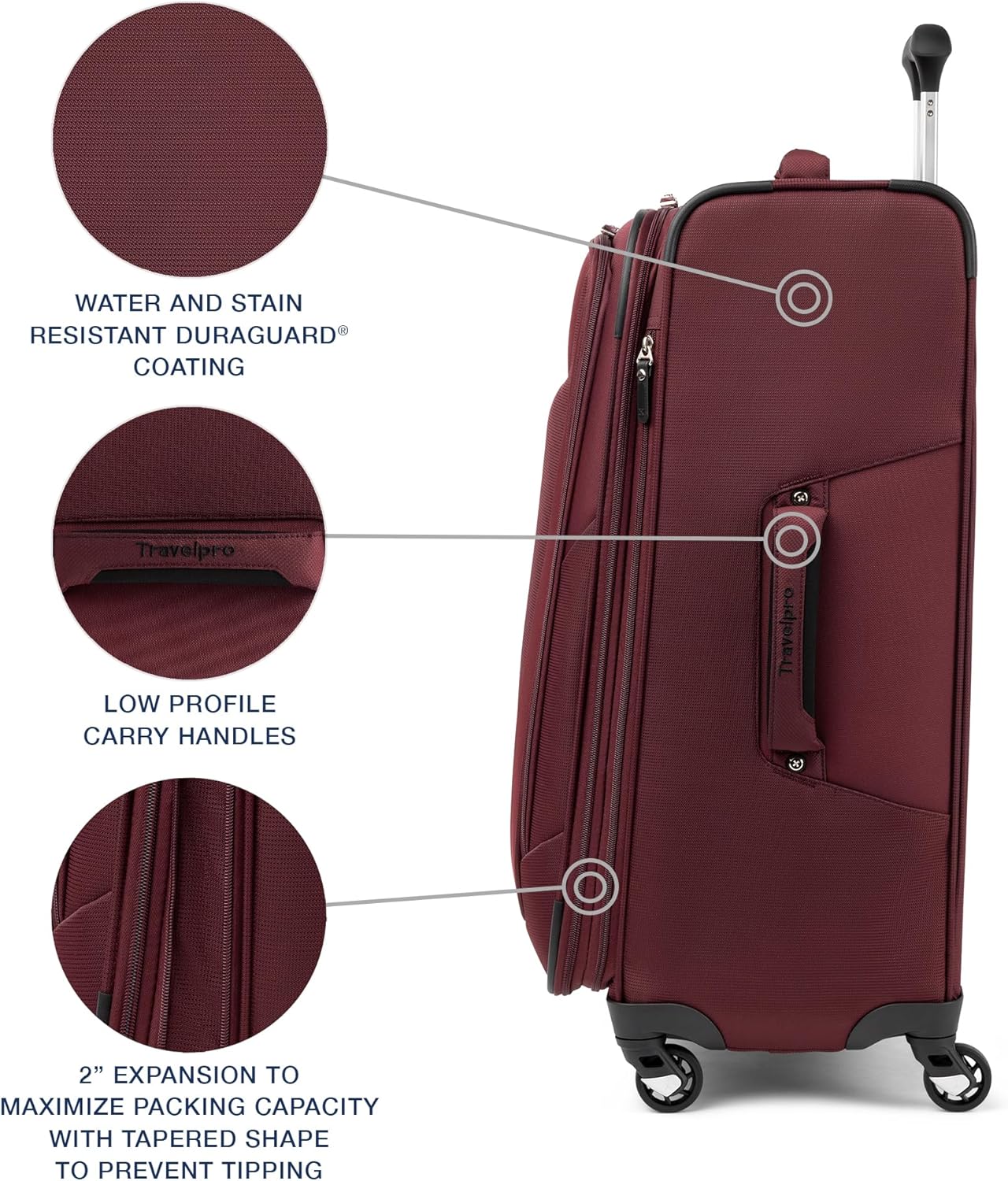 Travelpro Maxlite 5 Softside Expandable 2-Piece Luggage Set — Carry-On and Large Checked Luggage — Burgundy