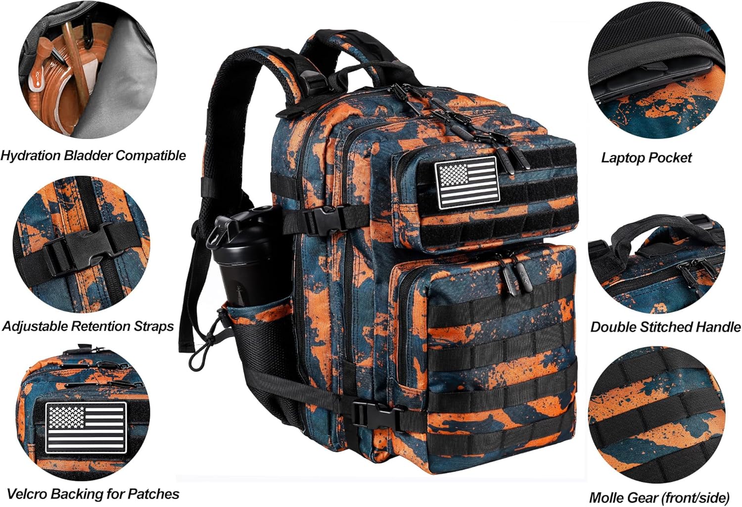 LHI Tactical Military Backpack for Men and Women 25L/35L Army Assault Pack Bag Small Rucksack with