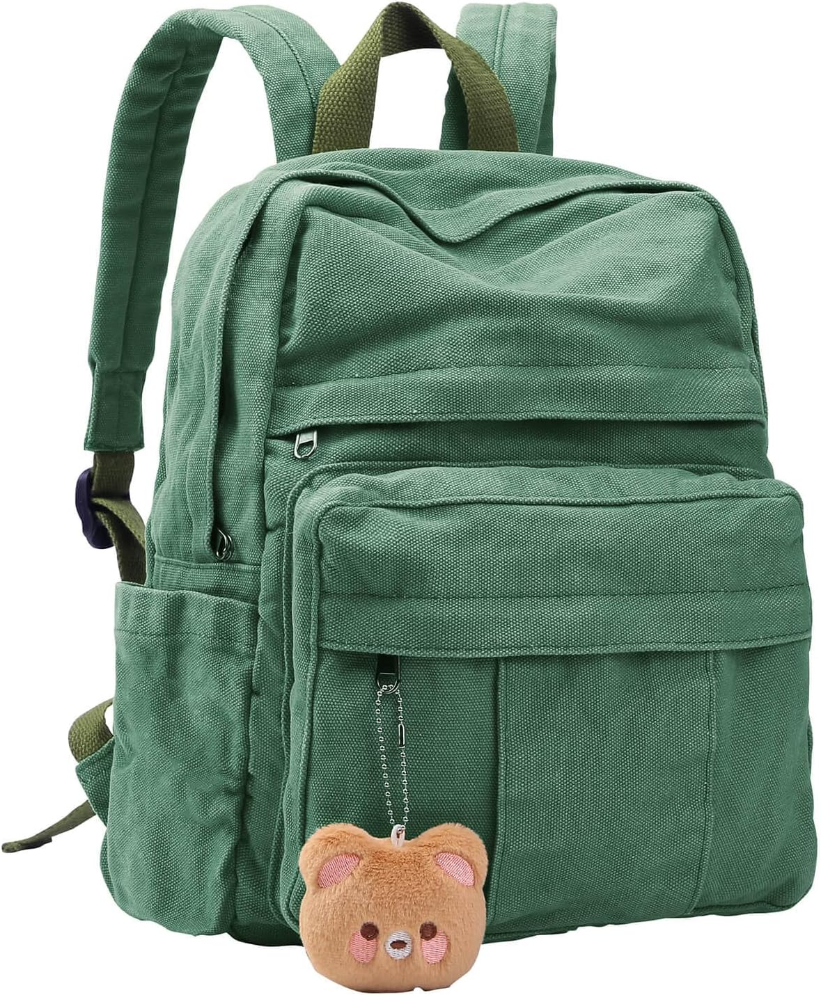Phaoullzon Medium Canvas Laptop Backpack for Women, Girls Vintage Travel Daypack, Emerald green