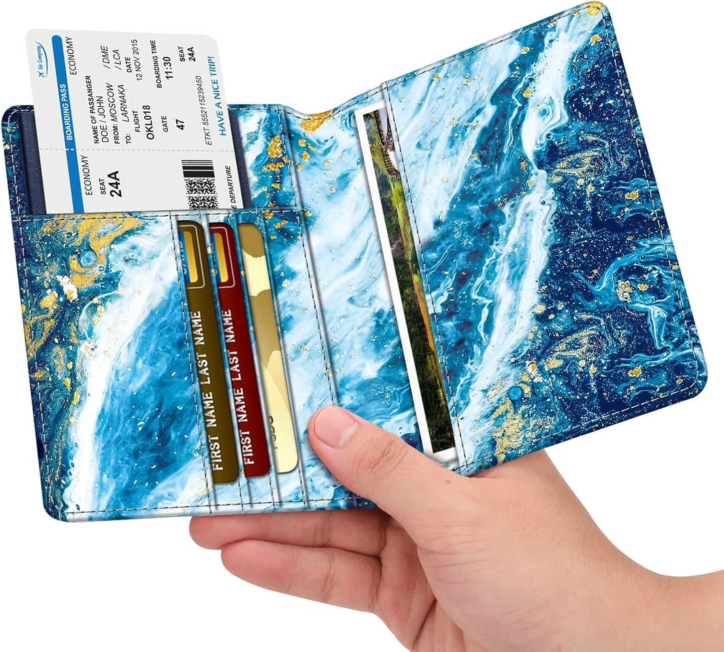 FINTIE Passport Holder, Slim Travel Wallet RFID Blocking Card Case Cover Passport Cover Protector Essentials with Credit Card Slots for Women/Men