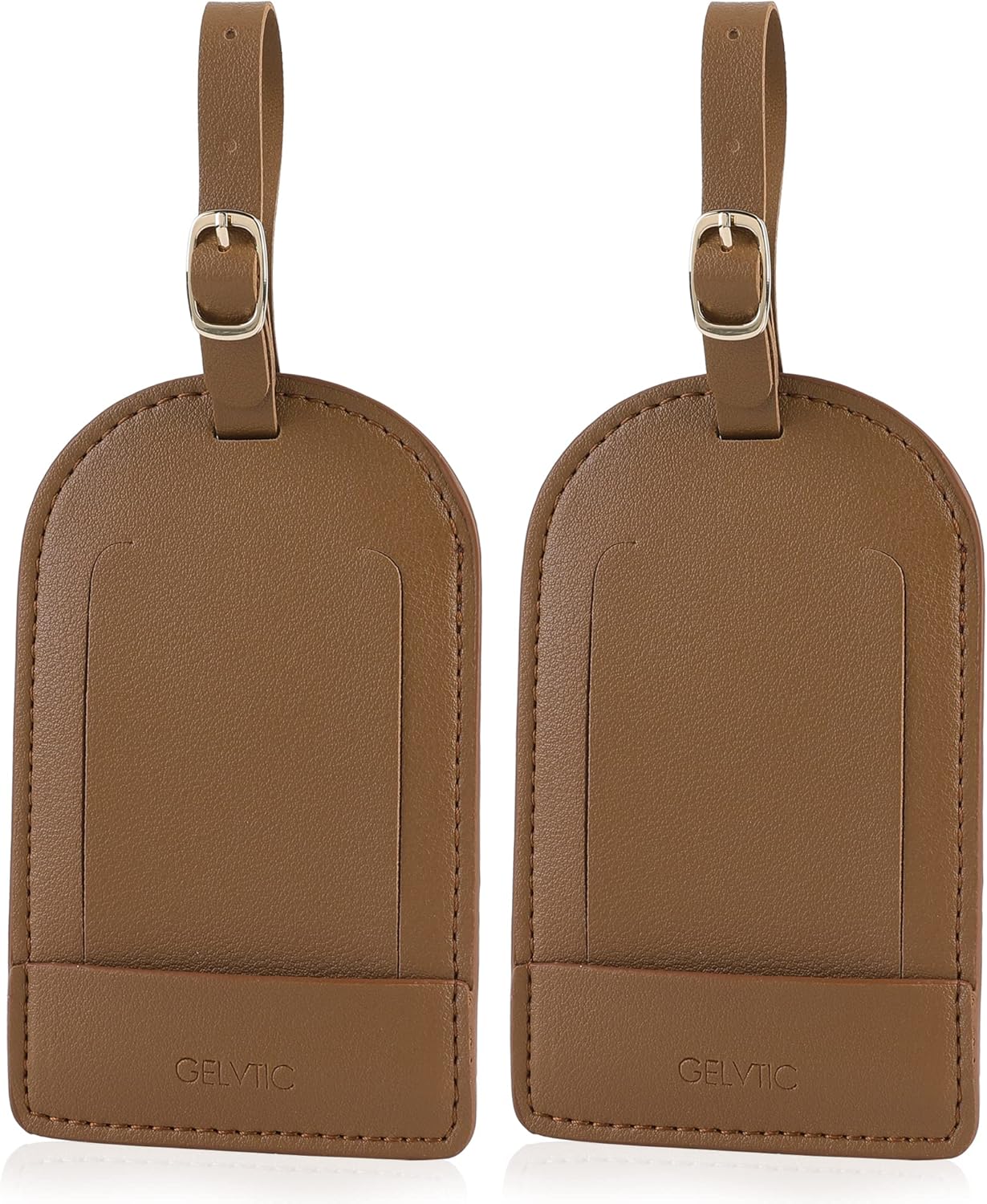 Faux Leather Luggage Tags for Suitcase Tag Set Privacy Protection with Identifie Name Lable ID Card Baggage tag for Men Women Travel Accessories, 2/4 Pack (LT07-Brown1)