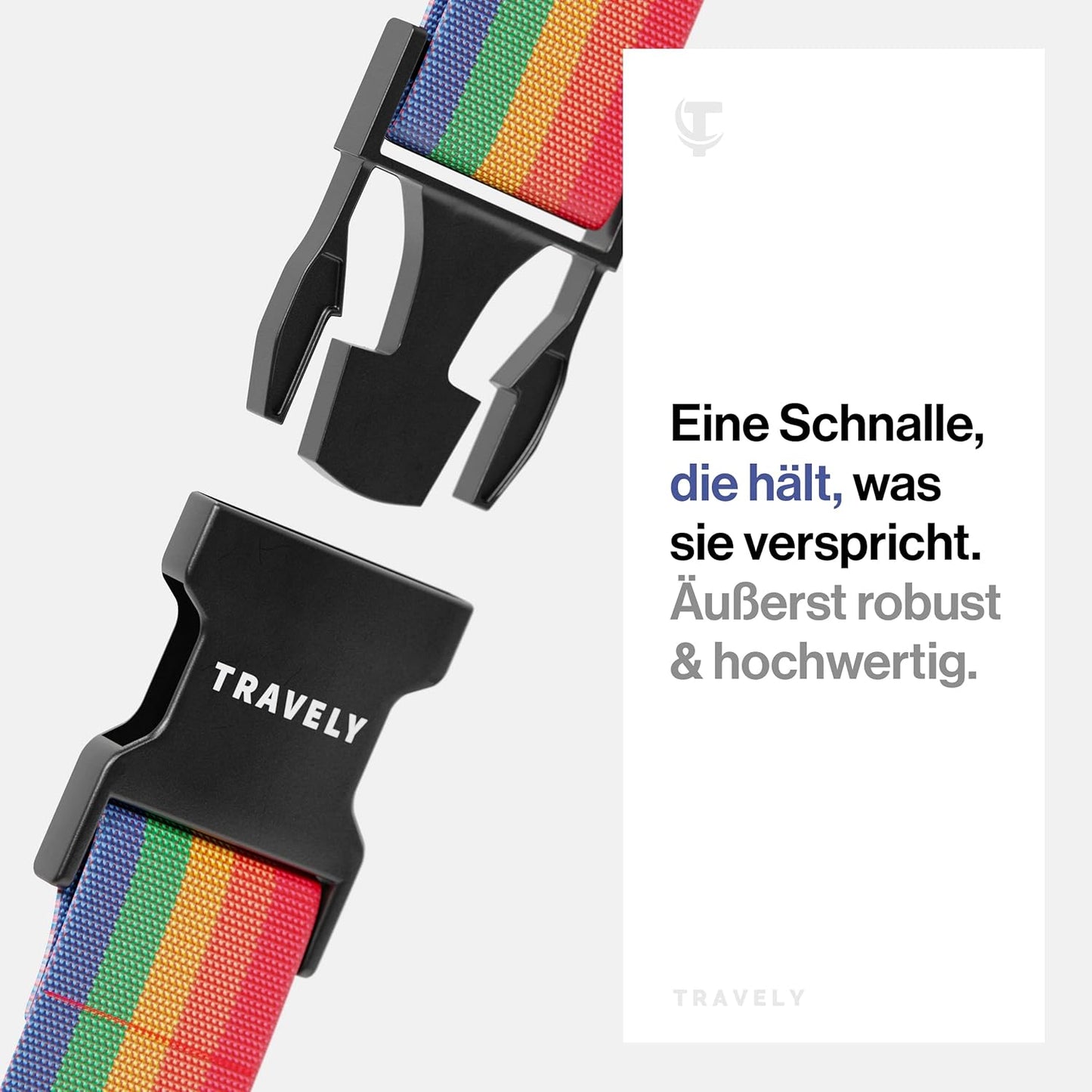 TRAVELY Luggage Straps - Particularly conspicuous & Secure - Incl. 2 Name Tags - Luggage Strap Ideal crosswise - [Set of 2]
