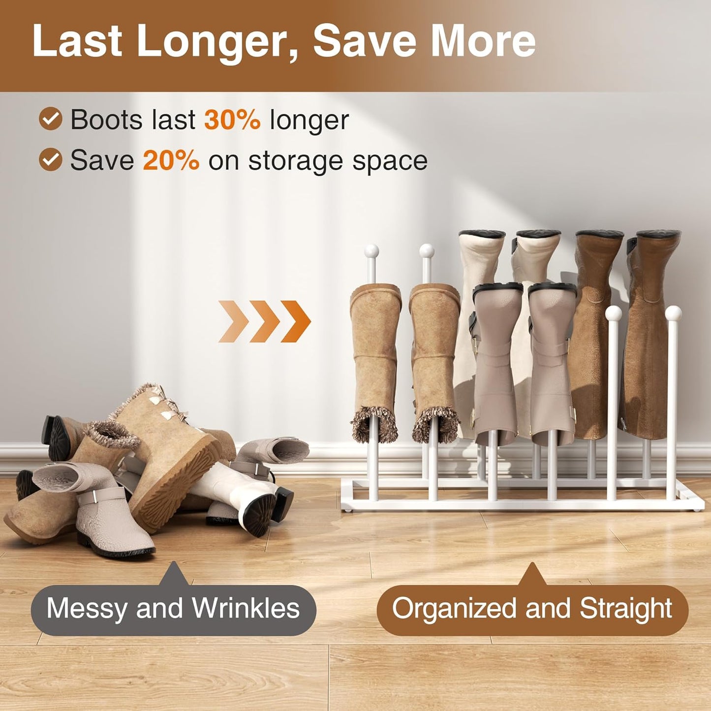 pickpiff Free Standing Shoe Racks - White Metal Boot Rack Organizer Tall Boots for Dorm Room, Closet, Entryway, Bedroom, Patio Outdoor, Hallway, White, Shoe Storage Fit for 6 Pairs