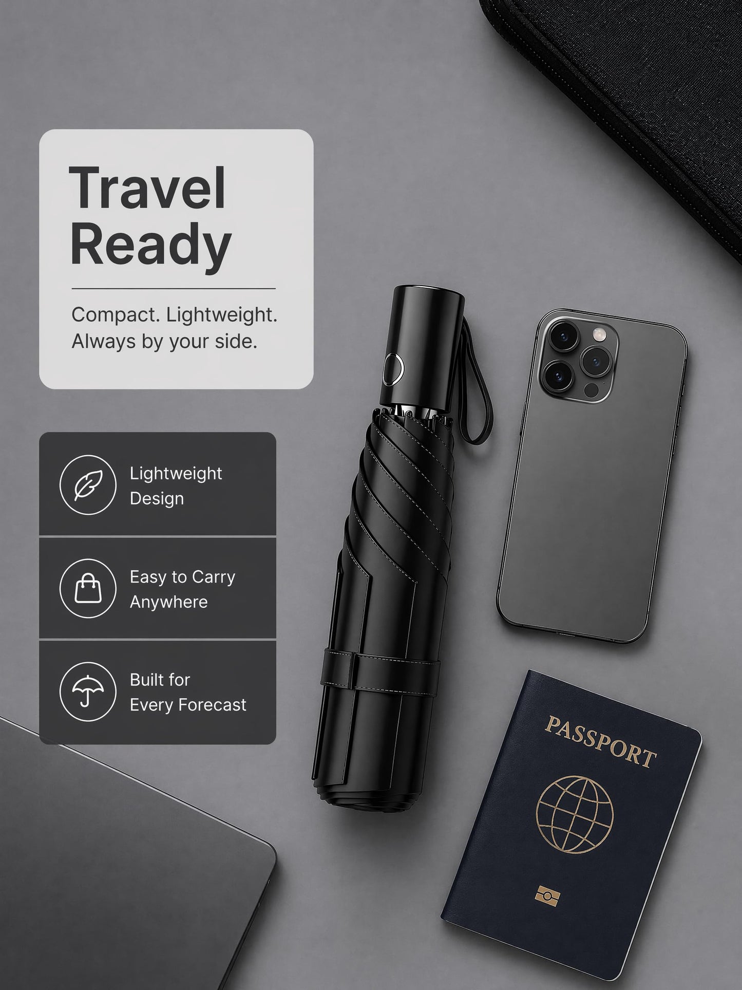 Moorrlii UPF 50+ Compact Travel Umbrella, Windproof Automatic UV Umbrella