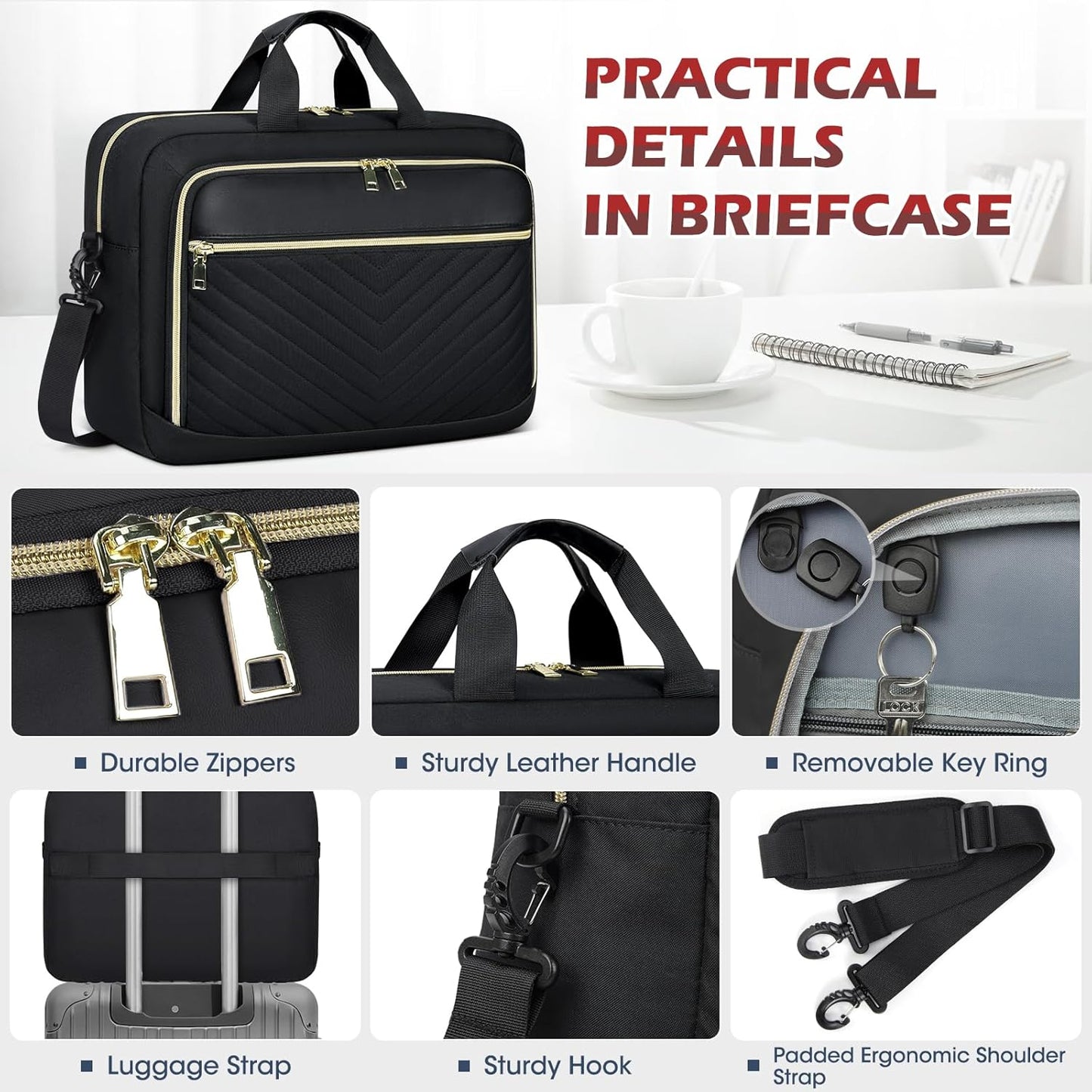 NEWHEY Laptop Bag 17.3 Inch Laptop Briefcase for Women Men Waterproof Shoulder Messenger Bag Large