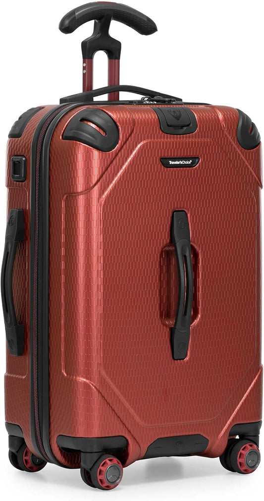 Traveler's Choice Maxporter II Hardside Polycarbonate Suitcase with Spinner Wheels, TSA Lock, Red, 22" Carry-On Luggage