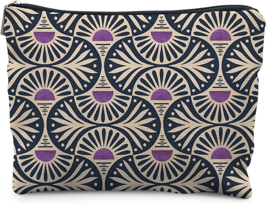 Boho Makeup Bag Gifts for Women, Sunset Leaf Aesthetic Makeup Pouch(Purple)