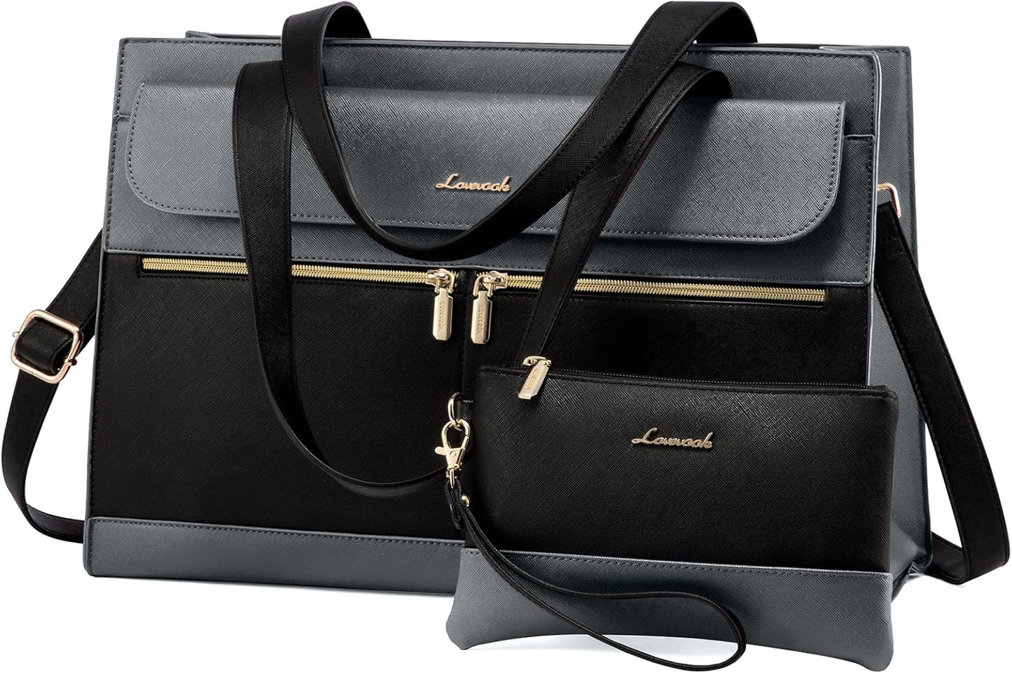LOVEVOOK Laptop Tote for Women - 15.6 Inch Professional Leather Computer Briefcase - Waterproof