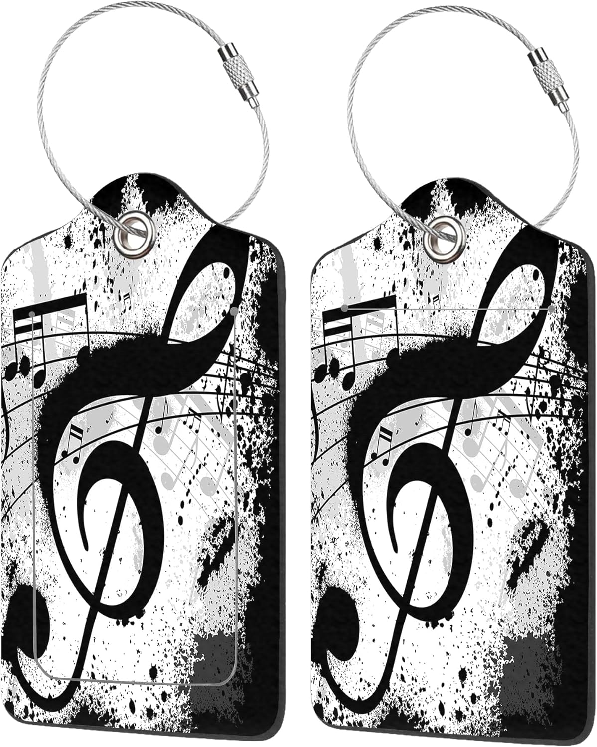 2 Pack Luggage Tags for Suitcases,Music Notes Luggage Tag,PU Leather Id Label Luggage Tags with