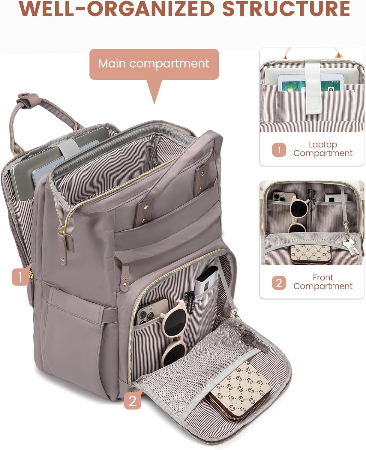 LOVEVOOK Laptop Backpack for Women, 15.6'' Waterproof Nurse Bag Teacher Work Backpack Purse for Women, Travel Computer Backpack for College Office Business Ladies
