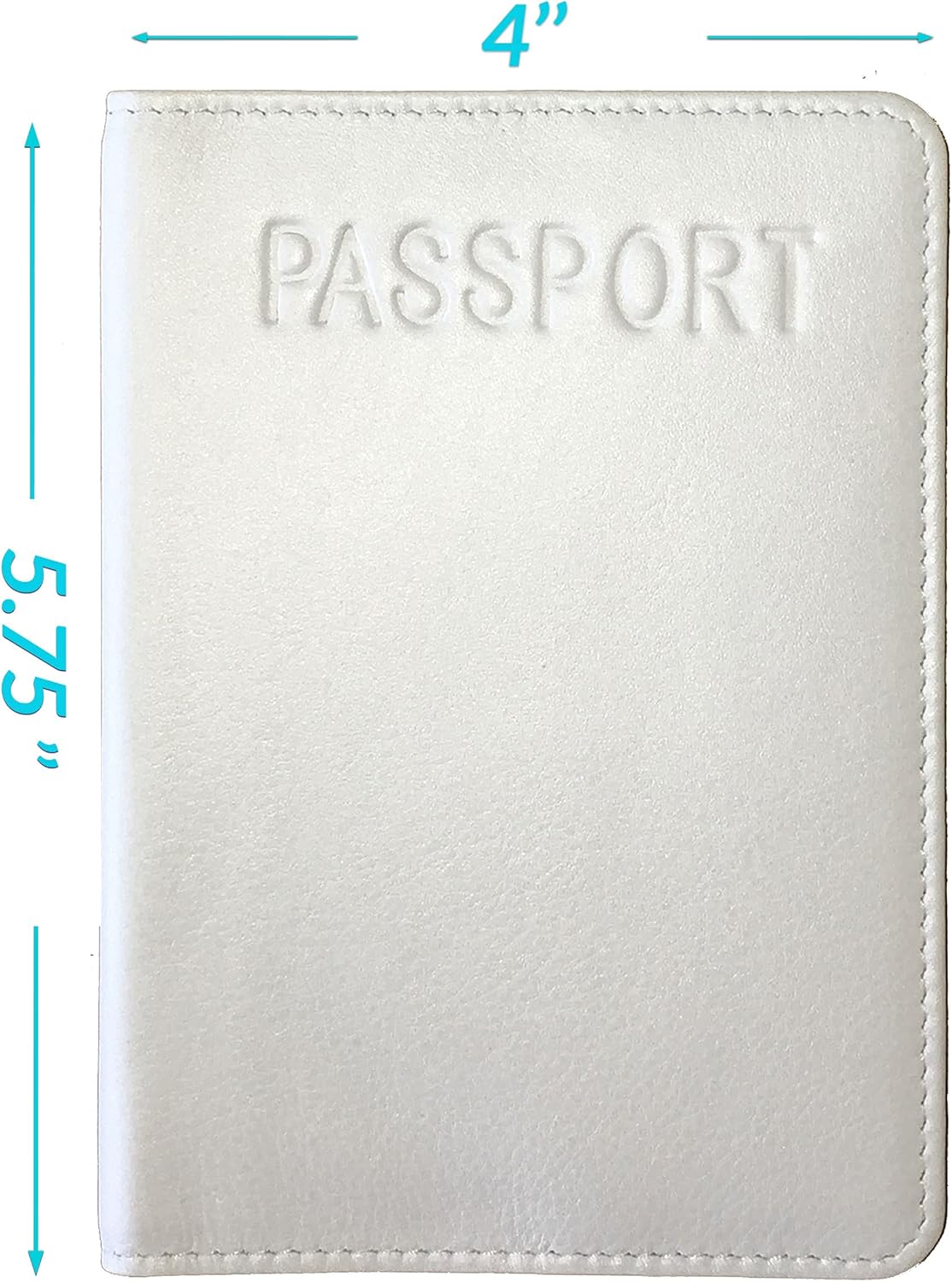 Personalized Monogrammed White Leather RFID Passport Cover Holder and 2 Luggage Tags