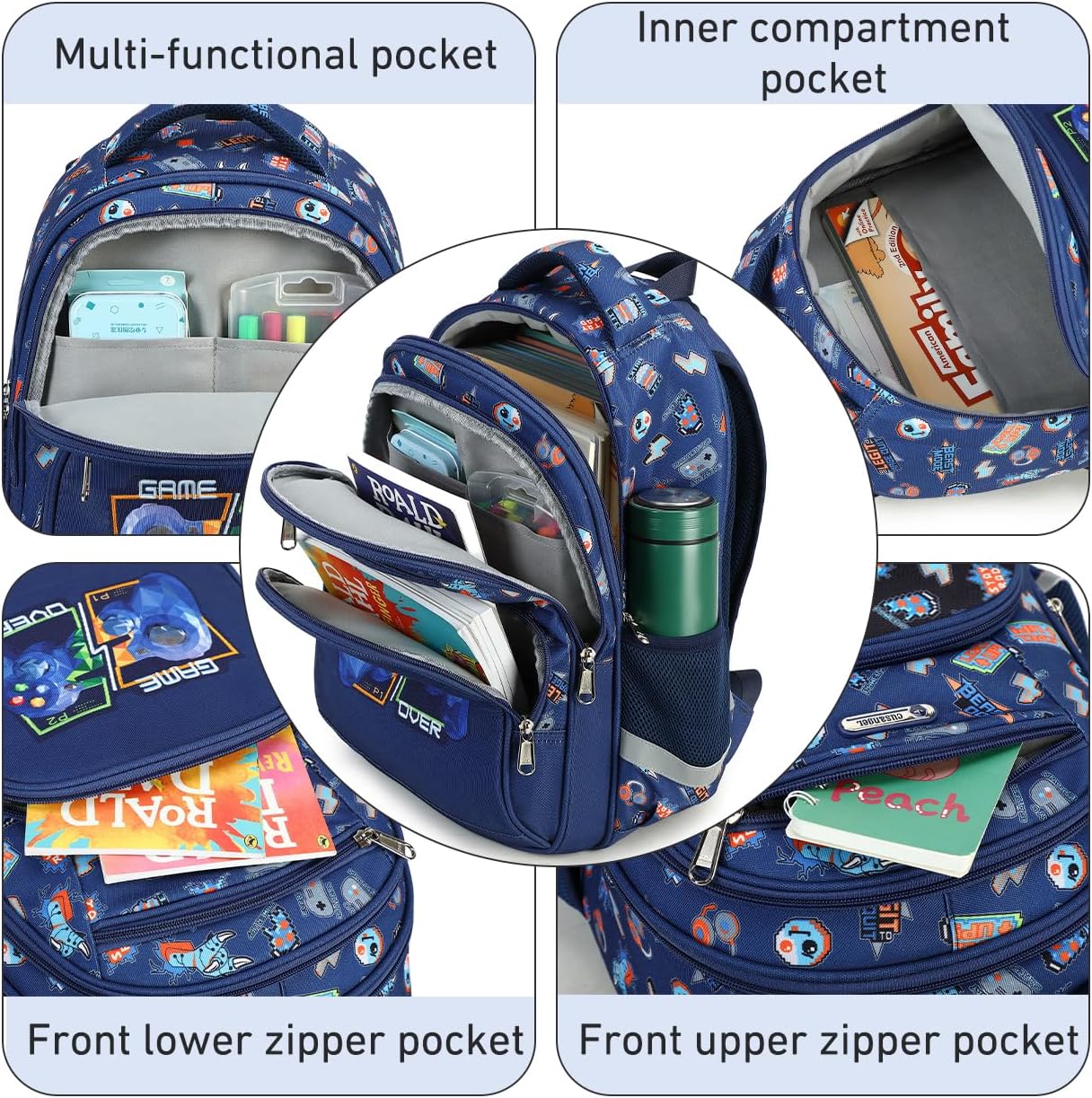 Cusangel Kids school Backpack with lunch bag for Girls,Elementary 6-10years Bookbag nylon large capacity backpack,Daypack