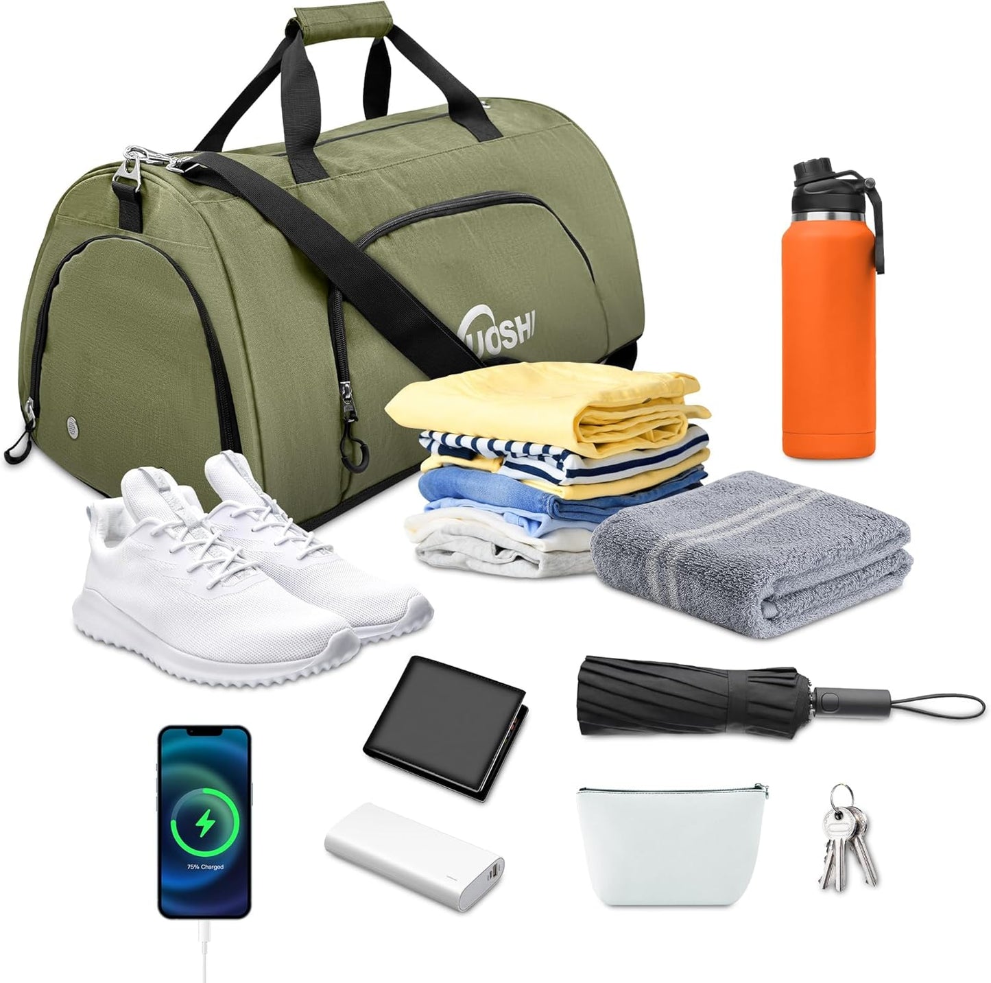 Gym Duffle Bag for Men & Women Water-Resistant-Sports Travel Bag with Ventilated Shoe Compartment & Wet Pocket, 56L Large Weekender Overnight Bag