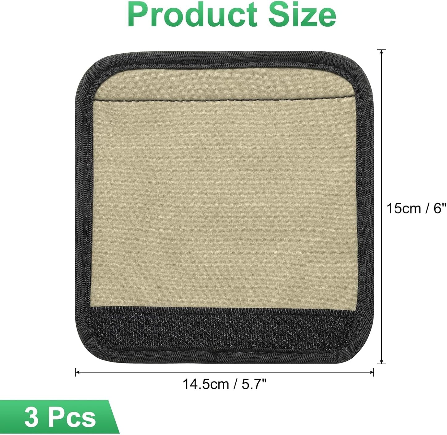 uxcell 3 Pcs Luggage Handle Wrap for Suitcase, Neoprene Handbag Grip Cover Protector Luggage Identifiers Suitcase Handle Wraps for Luggage Shopping Bag Travel Bags, Dark Khaki