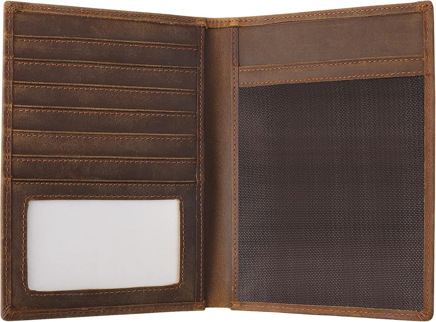 Genuine Leather Passport Holder, RFID Blocking Travel Wallet for Men & Women (Brown)