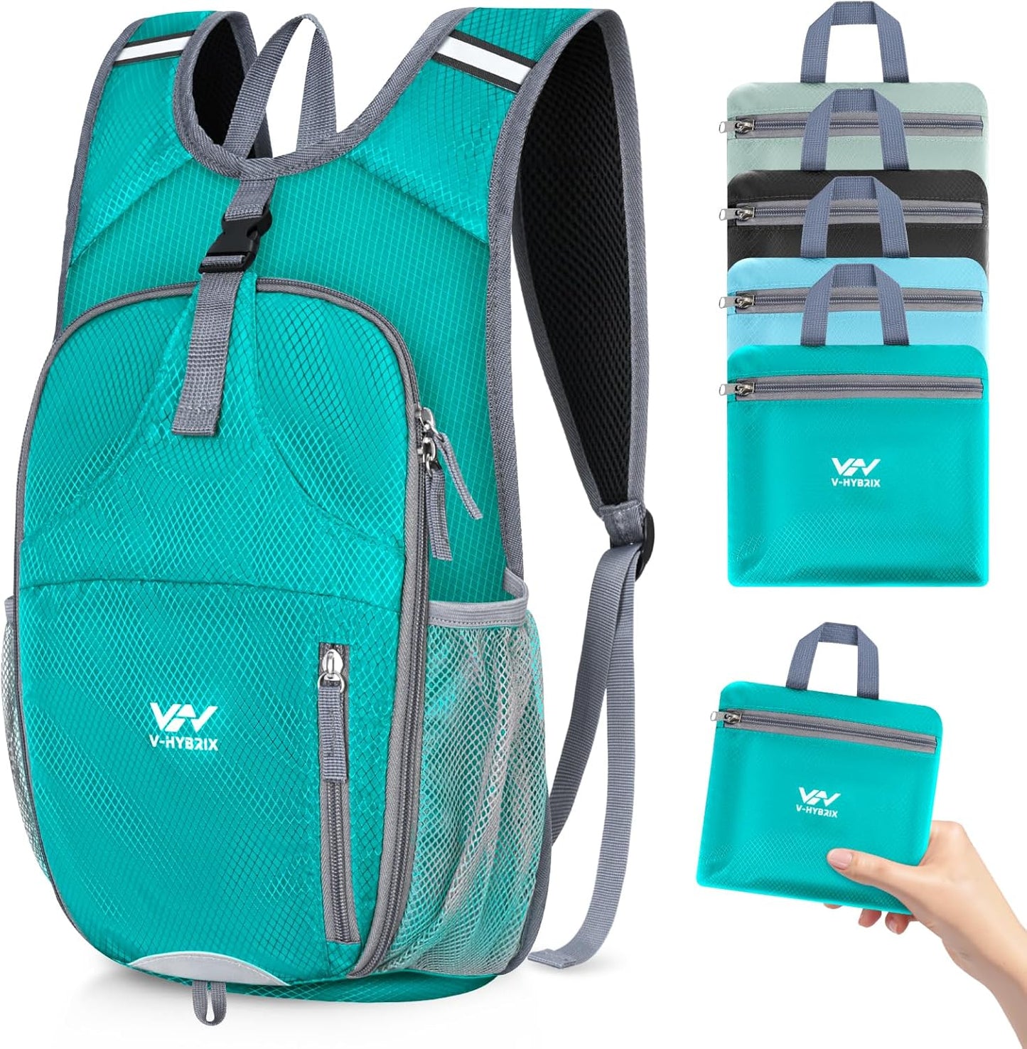 15L Foldable Hiking Backpack,Lightweight Packable Waterproof Machine Washable Daypack with Chest
