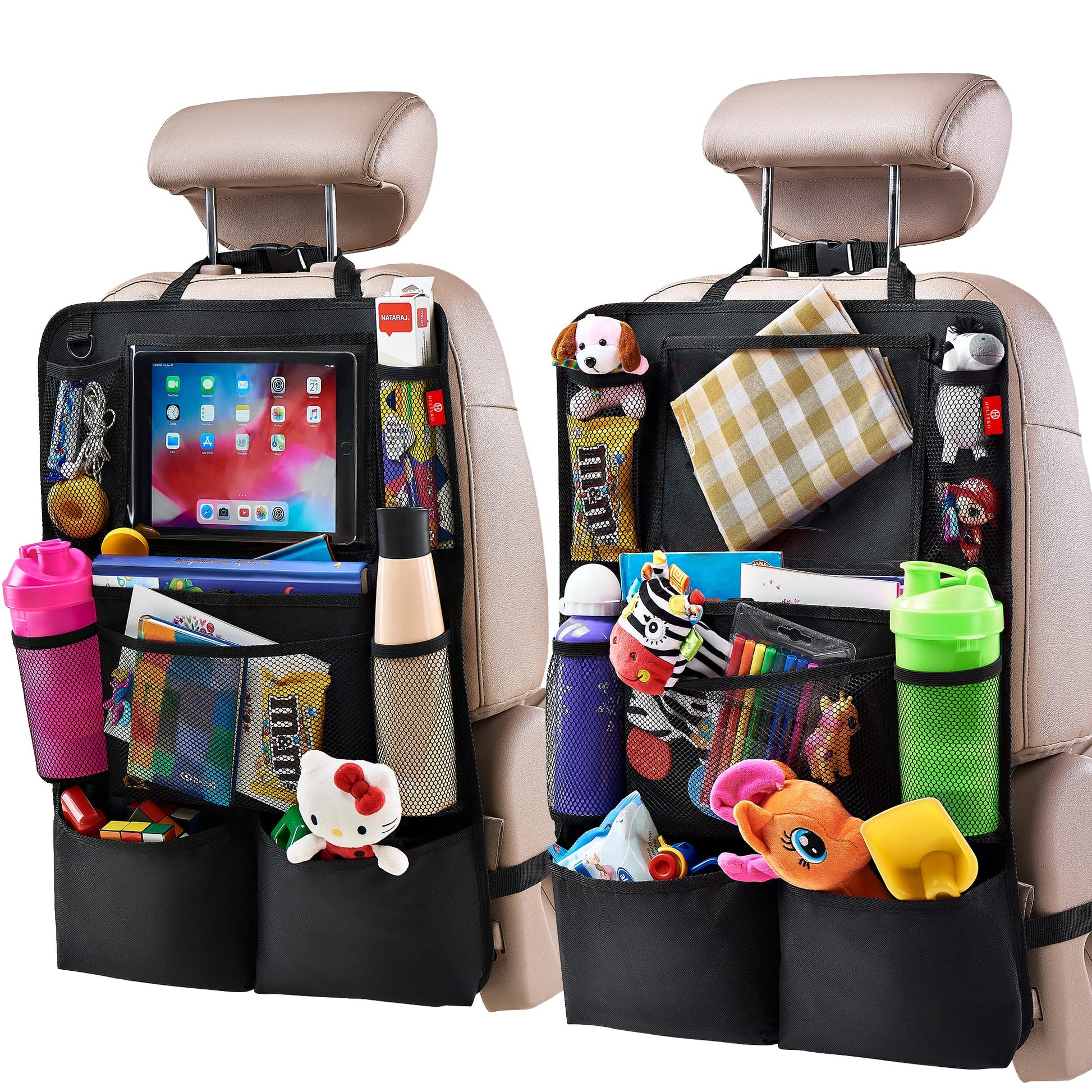 Helteko Backseat Car Organizer, Kick Mats Back Seat Protector with Touch Screen Tablet Holder, Back