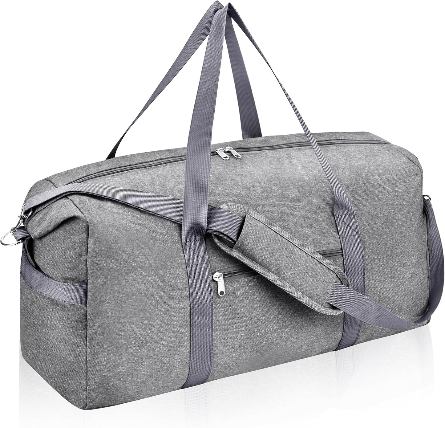Carry on luaggage 22x14x9 Airlines Approved, Foldable Travel Duffel Bags Weekender Overnight Carry on Duffel Luggage Gym Duffle Bag with Wet Pocket & Shoe Compartment for Women Men(Grey, 40L)