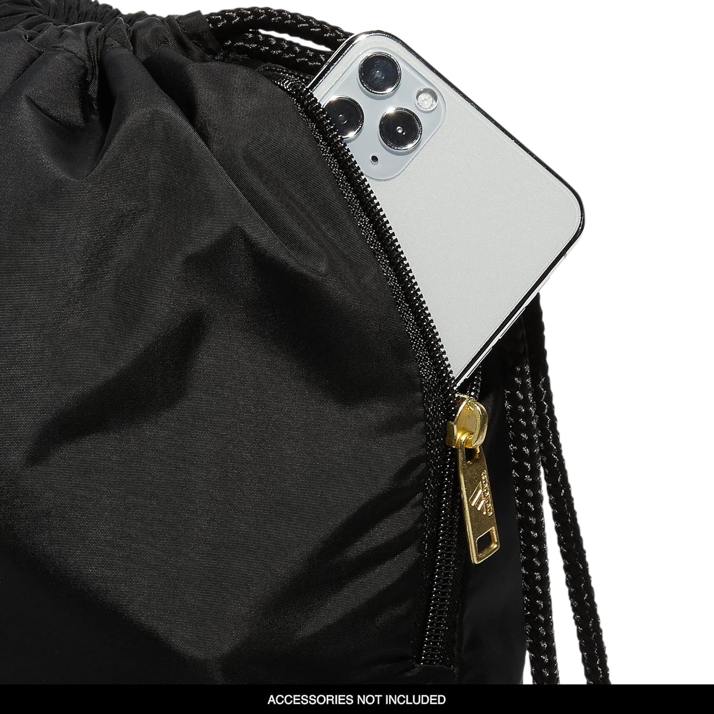 adidas Ready Sackpack – Drawstring Backpack Lightweight Small Gym Bag, Black/Gold Metallic/1.0, One Size