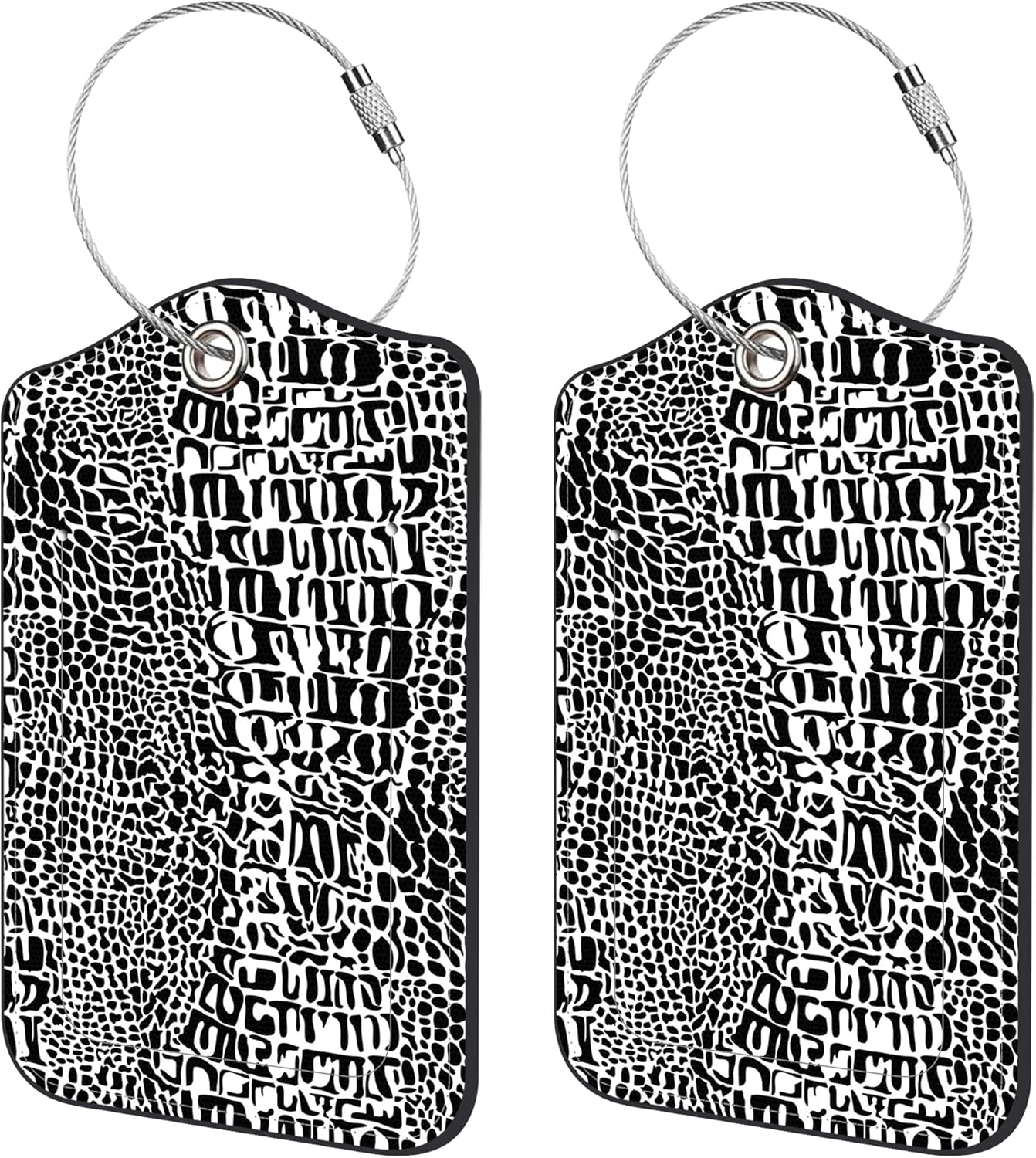 2 Pack Luggage Tags,Crocodile Skin PU Leather Idea Baggage Tag with ID Labels Privacy Cover Metal Ring Men and Women Travel Bag Labels