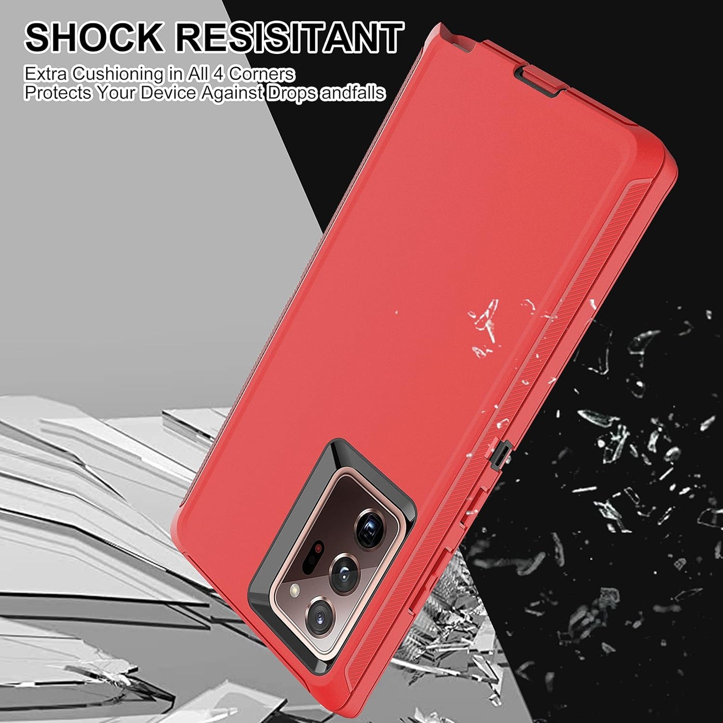 for Note 20 Ultra Case, Galaxy Note 20 Ultra Case with Self Healing Flexible TPU Screen Protector [2 Pack], 3 in 1 Heavy Duty Protection Case for Samsung Note 20 Ultra 5G(Red/Black)