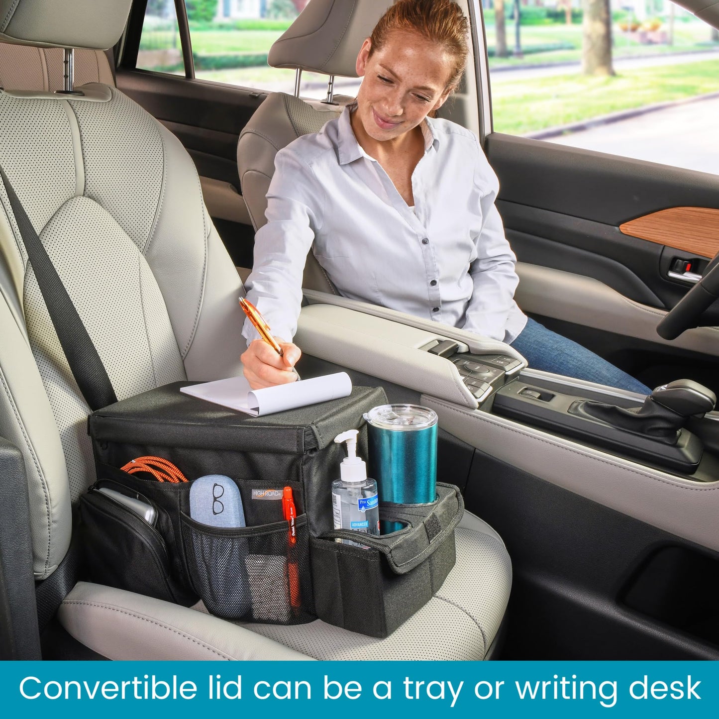 CarHop Car Organizer, Car Snack Organizer with Cup Holder, Tray and Cooler