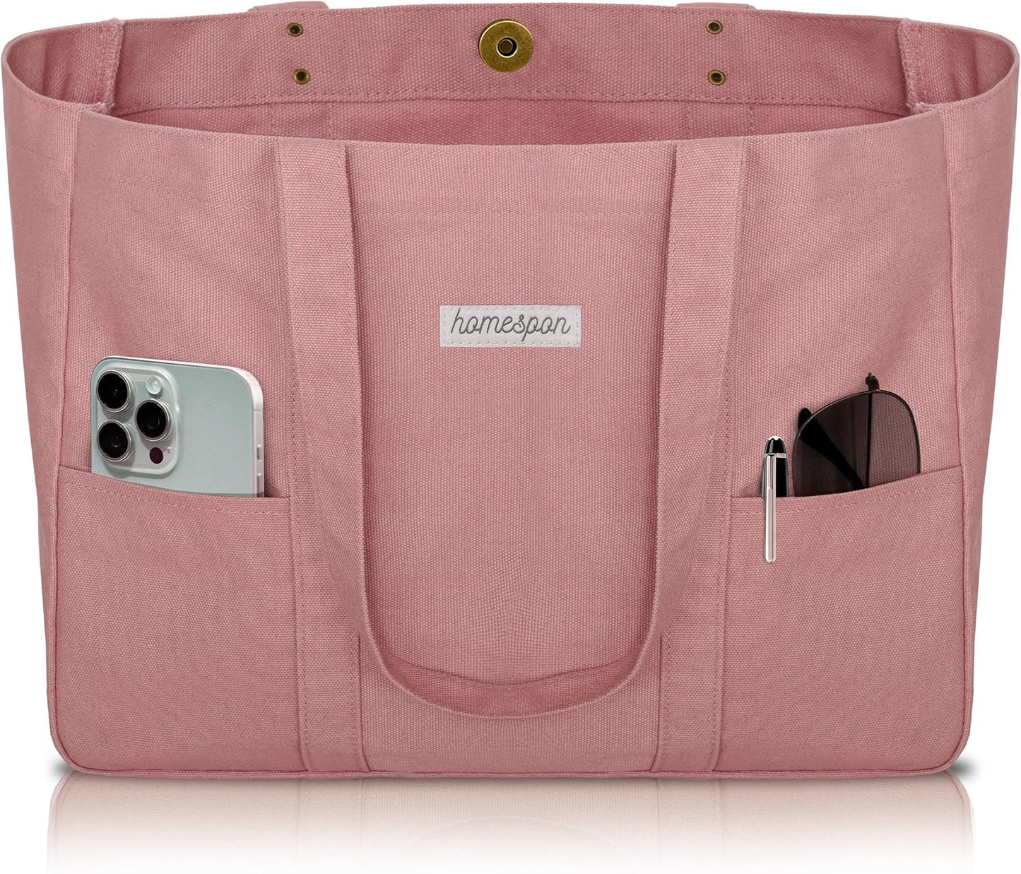 HOMESPON Large Canvas Tote Bag for Women Everything Bag with Pockets and Laptop Sleeve