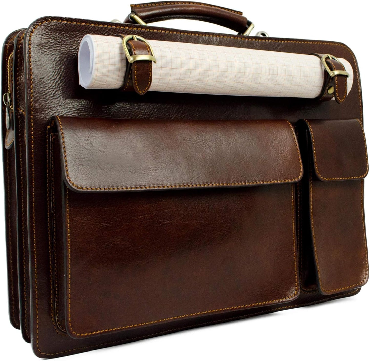 Time Resistance Leather Briefcase - Classy Bag for Men - Business and Vintage Briefcase Made in Italy