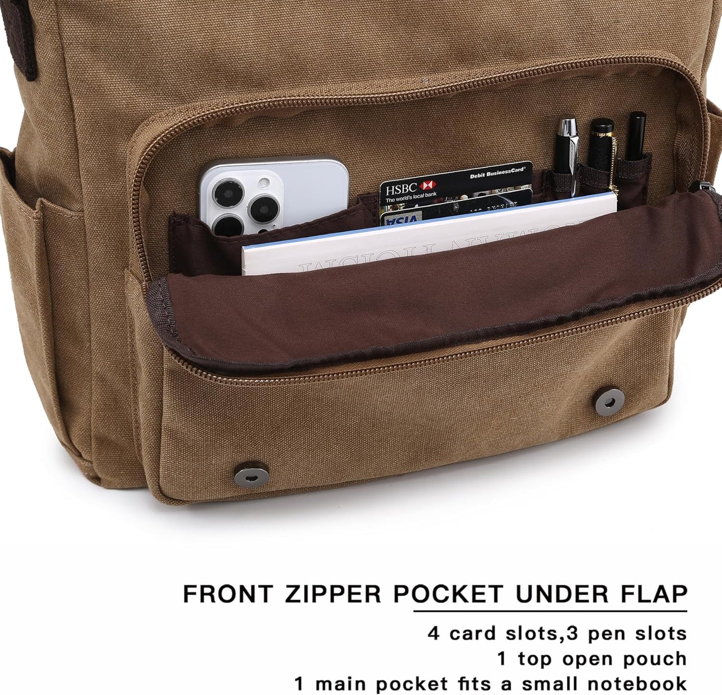 Large Vintage Canvas Messenger Shoulder Bag Travel Crossbody Purse Briefcase Business Bag for 15inch Laptop