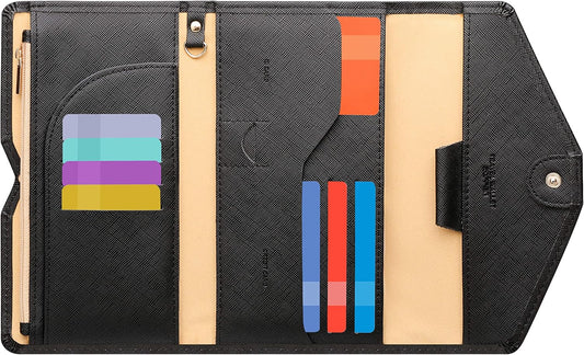 ZOPPEN Mulit-purpose Rfid Blocking Passport Holder Travel Wallet (Ver.4) Passport and Vaccine Card Holder ComboTri-fold Document Organizer Travel Essentials
