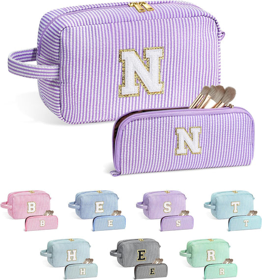 YOOLIFE Gifts for Teen Girls - Personalized Initial Makeup Bag, Birthday Gifts for Women Sister Friend Daughter Girls Kids