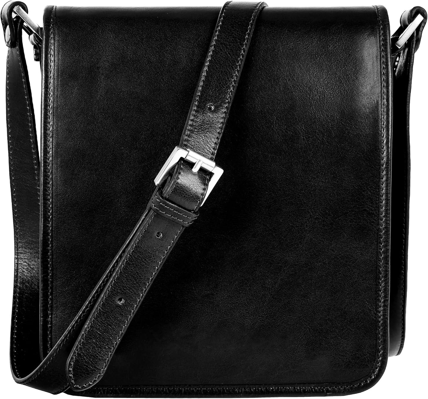 Time Resistance Italian Leather Messenger Bag for Men - Full Grain Leather Men's Crossbody Bag - Tablet Sized Shoulder Bag