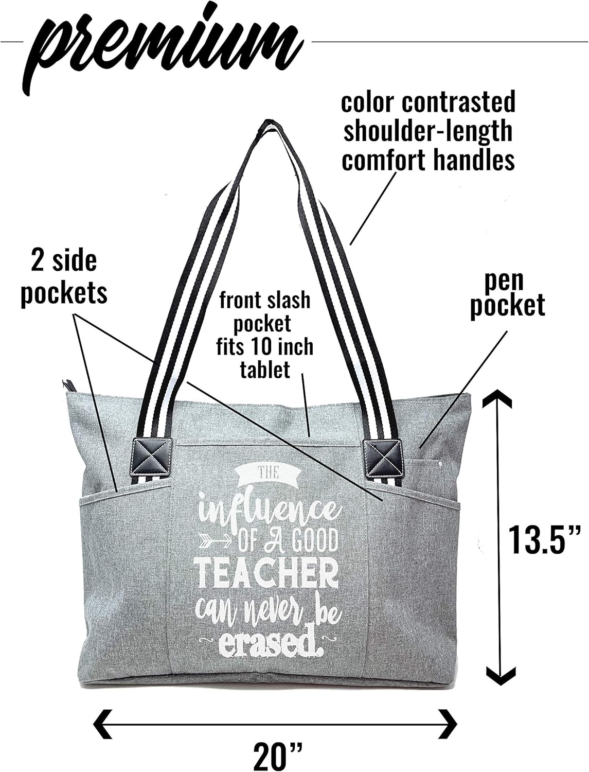 Brooke & Jess Designs Teacher Tote Bag for Work - Teacher Handbag Gifts for Women, Teacher Bag Best Teacher Appreciation Gift