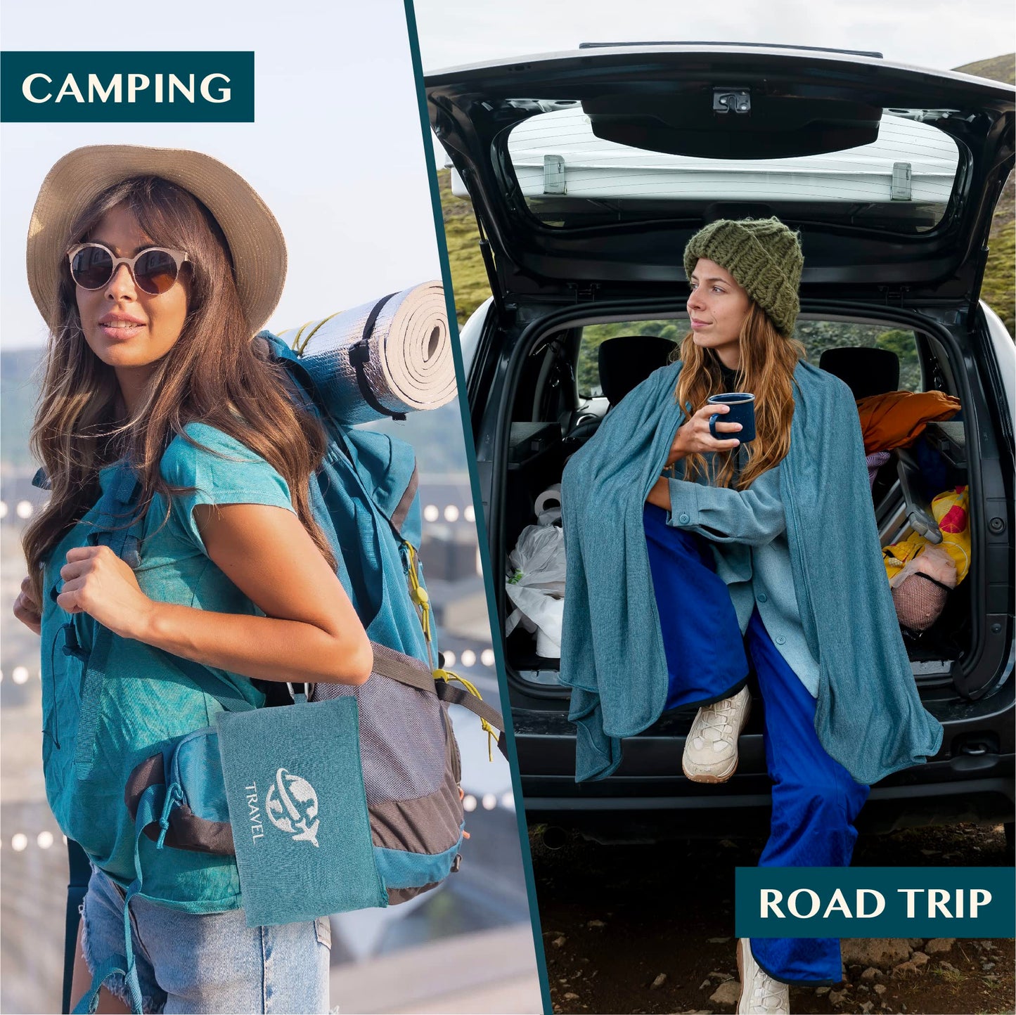 PAVILIA Travel Blanket Airplane Compact with Bag, Small Travel Pillow Blanket Long Flights