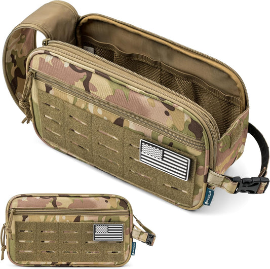 PAVILIA Extra Large Tactical Toiletry Bag for Men, Travel Hygiene Bag, Military Gear Dopp Kit, Molle Accessories Pouch, Shaving Grooming Essentials Gym Bathroom Shower Toiletries Tool EDC, Camo XL