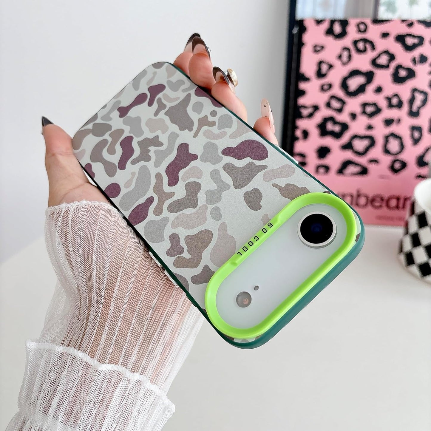 for iPhone 17 Air Case, Vintage Camo Pattern Design for Men Boys Teens, Cool Camouflage Shockproof Protective Cover for Girls Women - Green