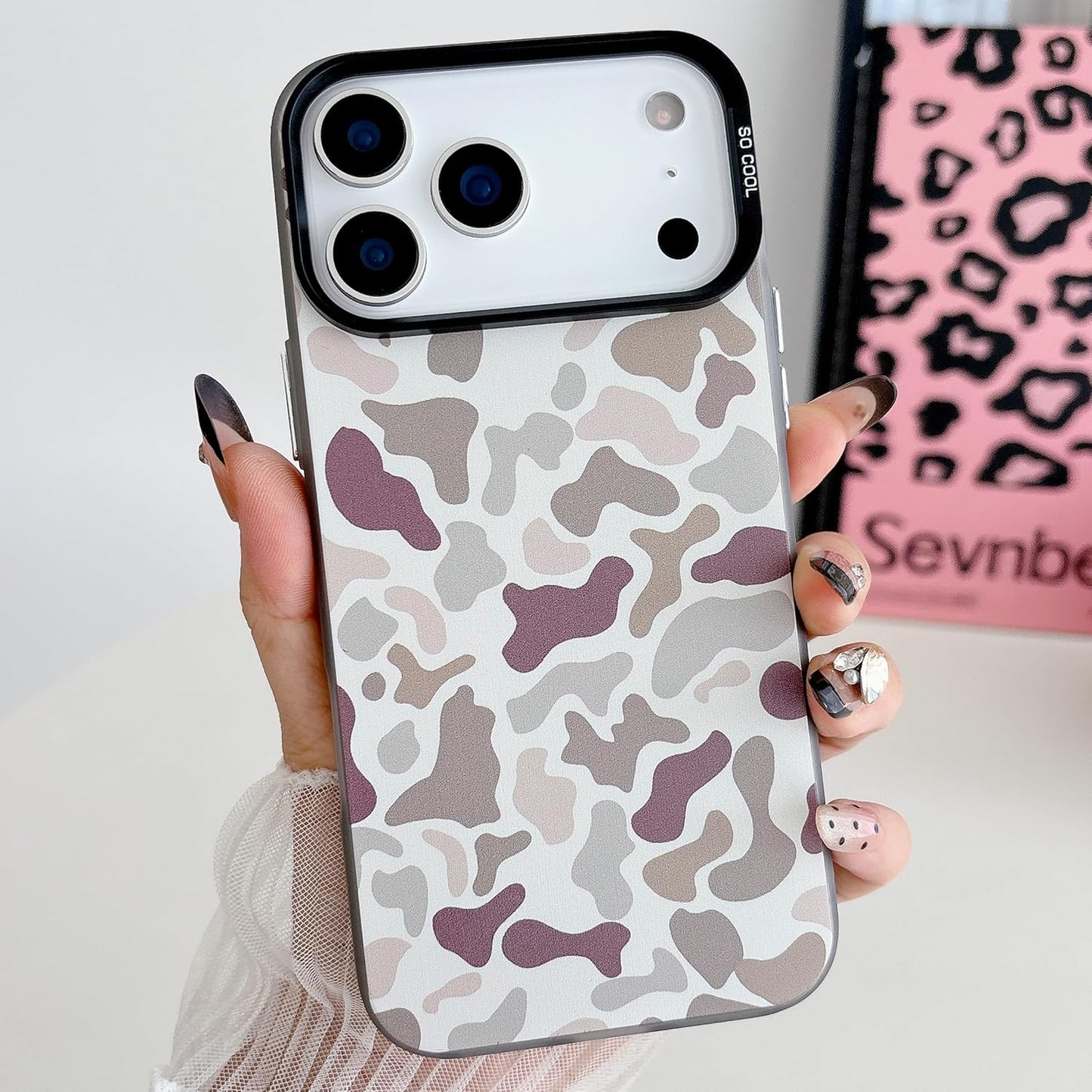 for iPhone 17 Pro Max Case, Vintage Camo Pattern Design for Men Boys Teens, Cool Camouflage Shockproof Protective Cover for Girls Women - Black