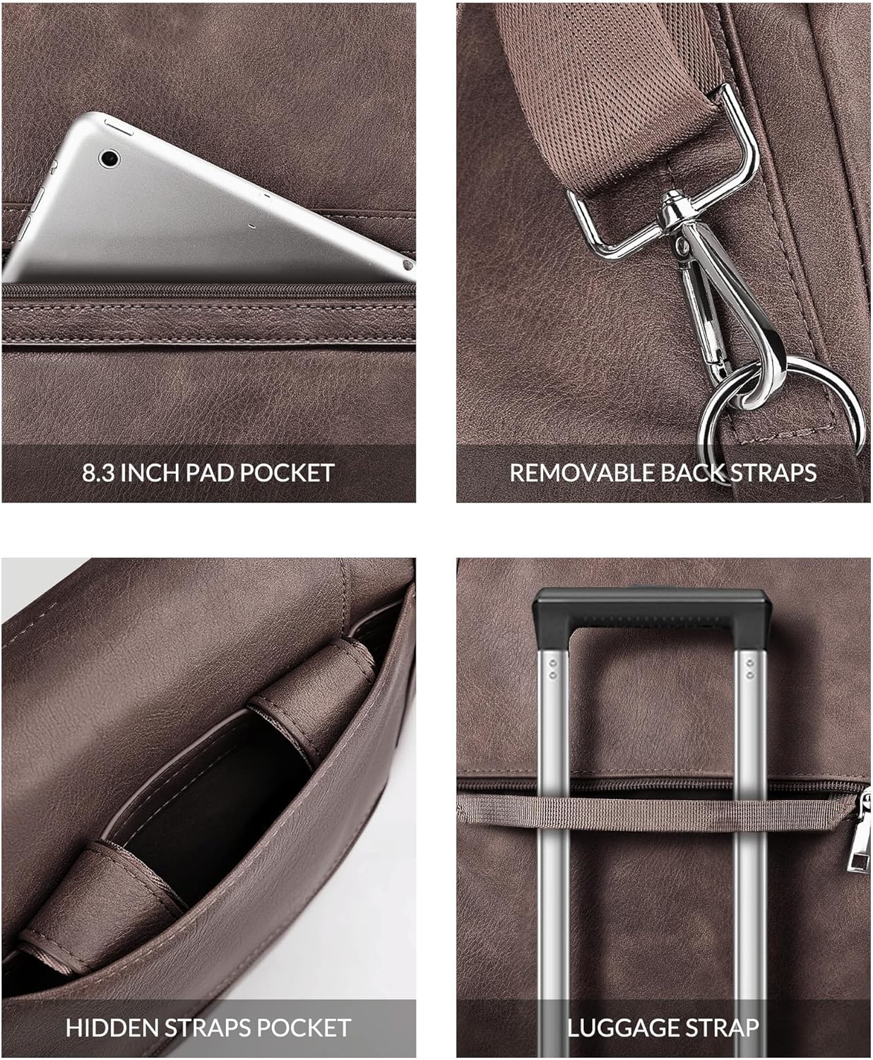 Laptop Bag for Women Designer Leather Laptop Backpack Purse, 16 inch Computer Tote Bags for Work Travel with Satchel Purse Coffee