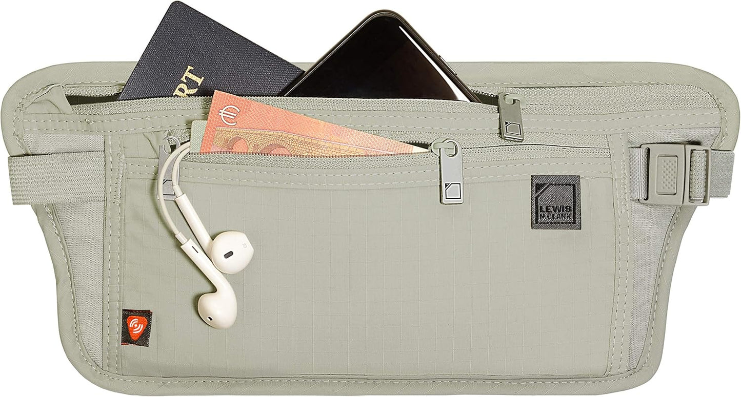 Lewis N. Clark RFID Blocking Money Belt Travel Pouch Waist Stash + Credit Card, Id, Passport Holder for Women & Men