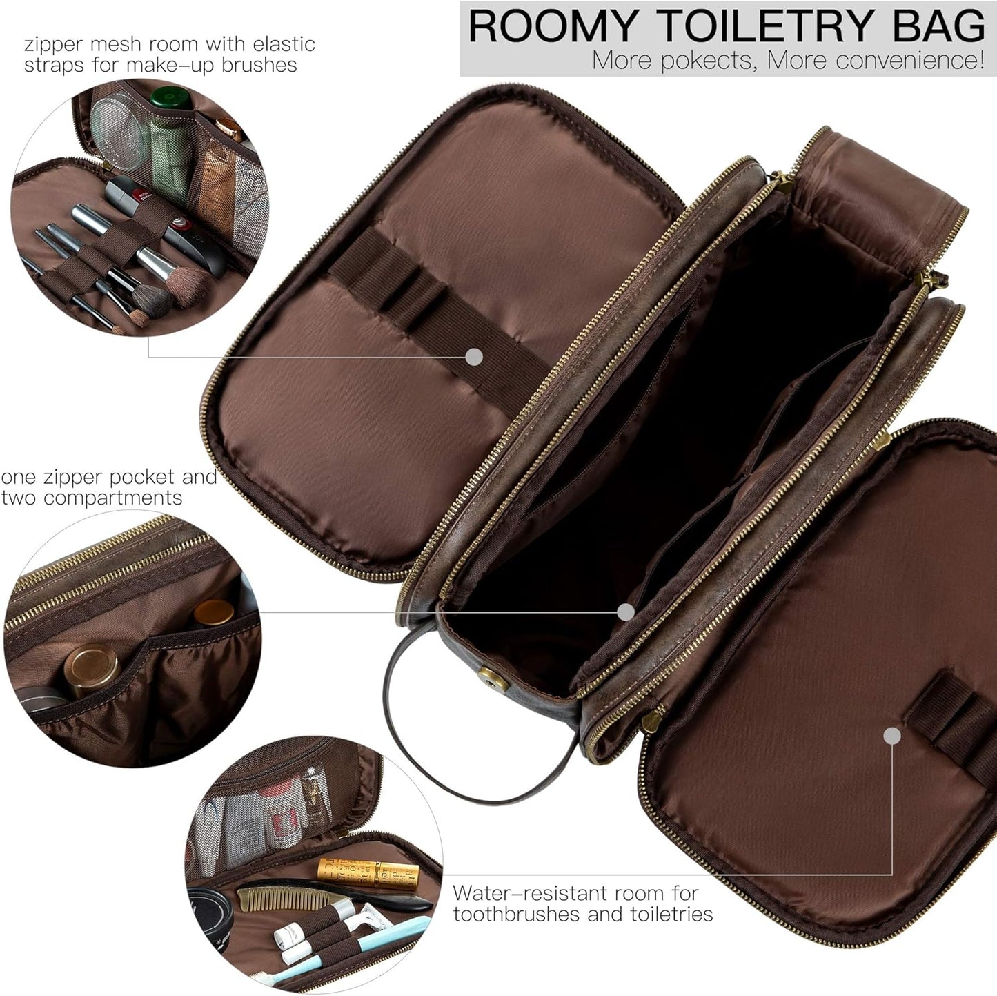 Elviros Toiletry Bag for Men, Large Travel Shaving Dopp Kit Water-resistant Bathroom Toiletries